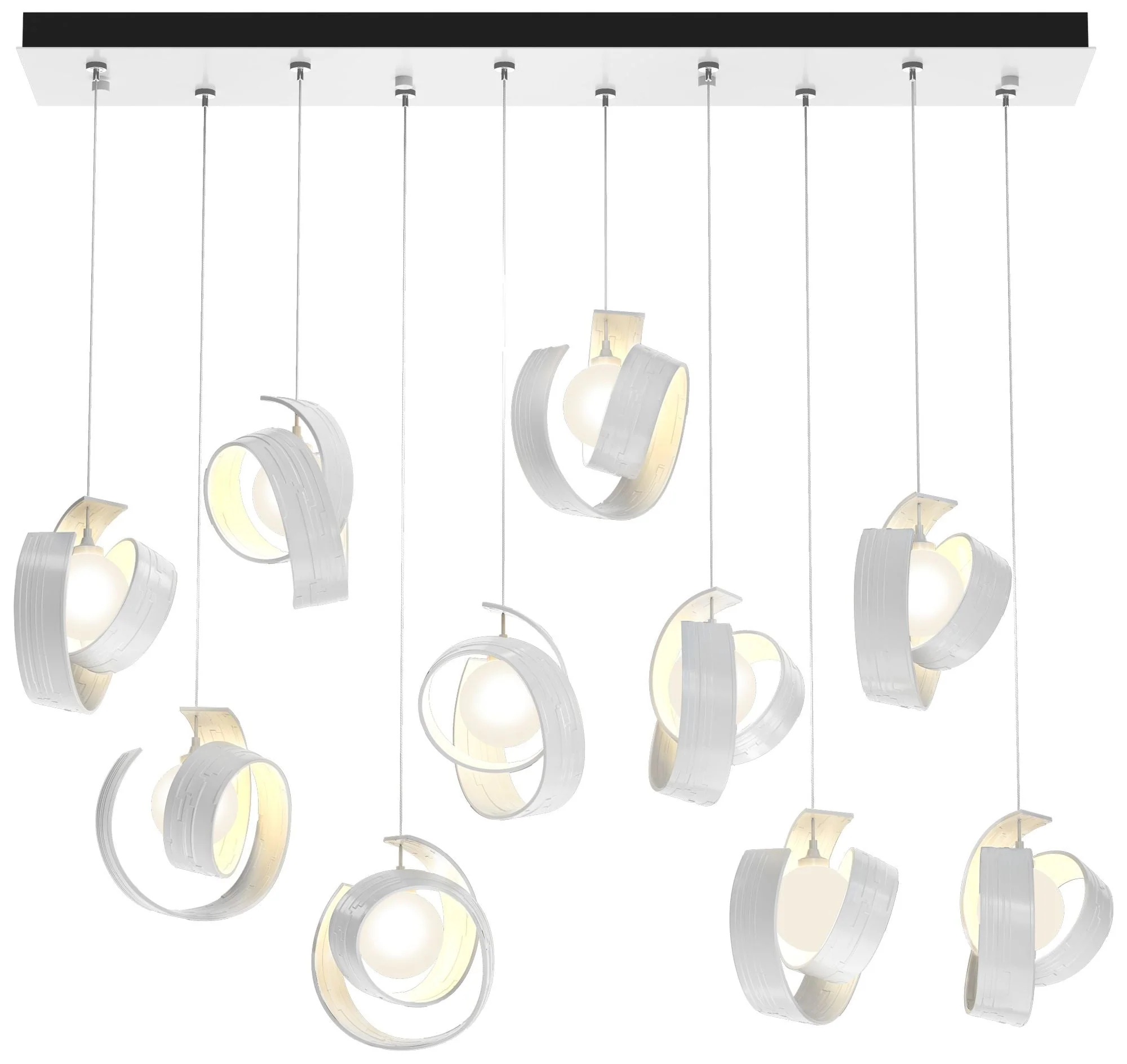 Riza 12.2" Wide 10-Light White Pendant With Opal Glass Shade - Image 1