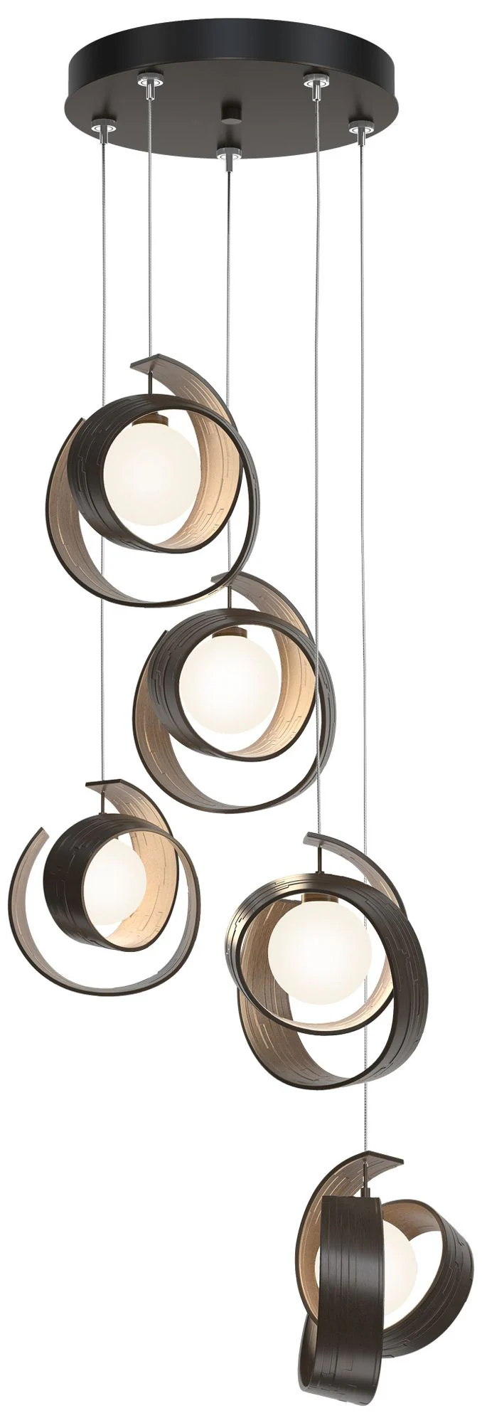 Riza 19.1" Wide 5-Light Bronze Pendant With Opal Glass Shade - Image 1