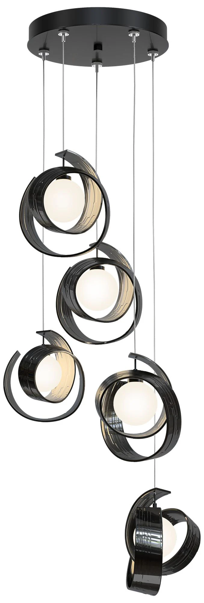 Riza 19.1" Wide 5-Light Ink Pendant With Opal Glass Shade - Image 1
