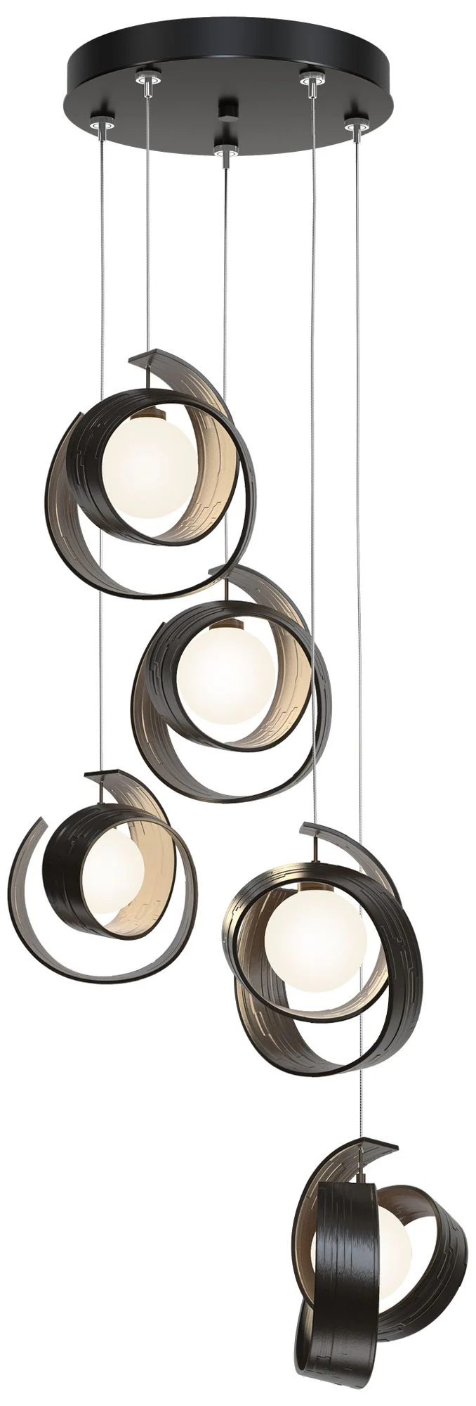 Riza 19.1" Wide 5-Light Oil Rubbed Bronze Pendant With Opal Glass Shad - Image 1