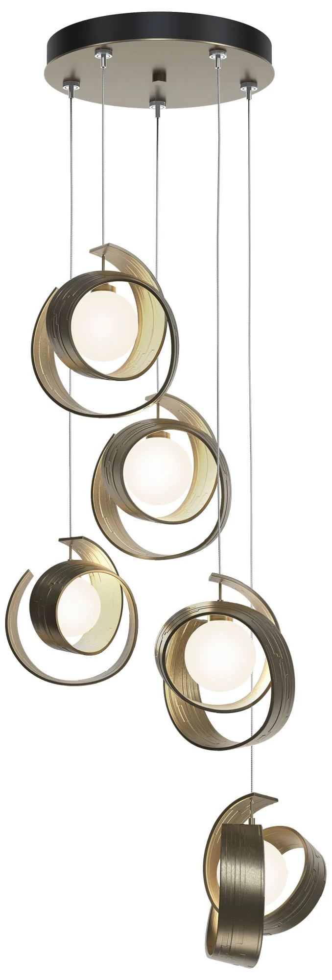 Riza 19.1" Wide 5-Light Soft Gold Pendant With Opal Glass Shade - Image 1