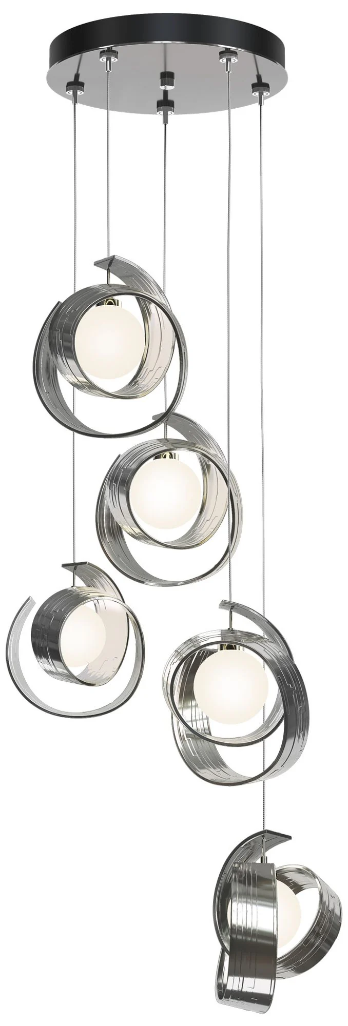 Riza 19.1" Wide 5-Light Sterling Pendant With Opal Glass Shade - Image 1
