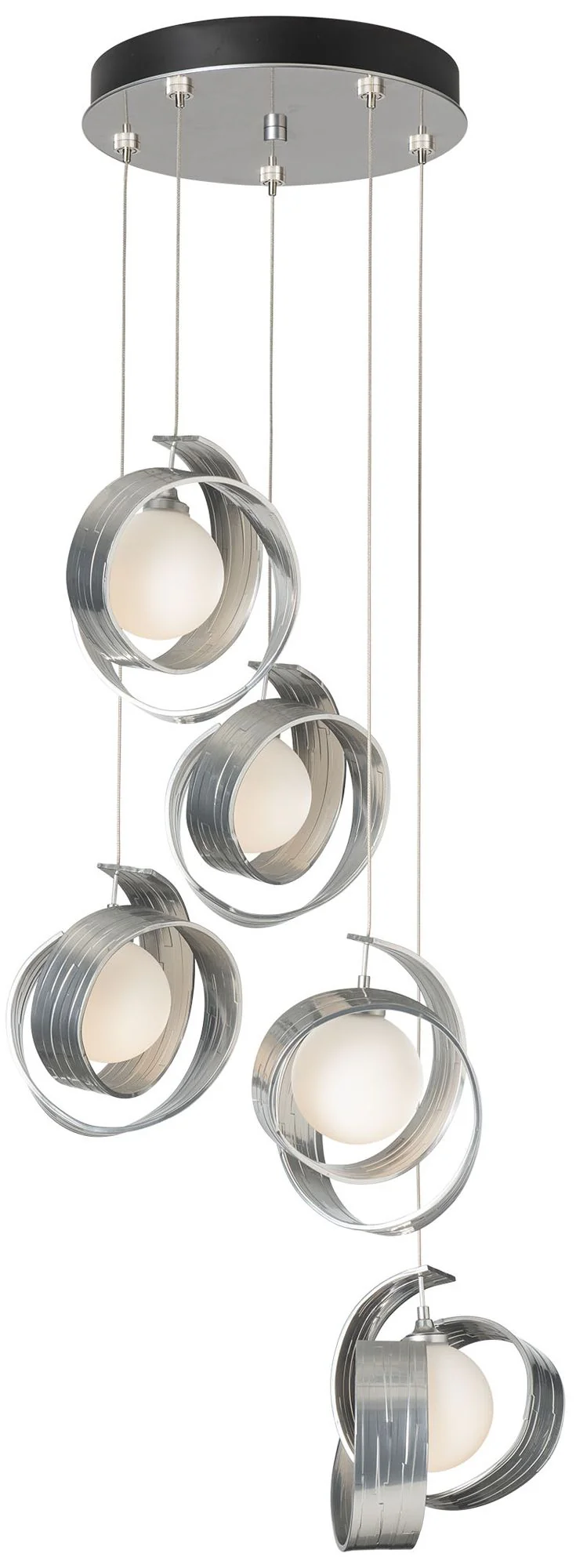 Riza 19.1" Wide 5-Light Sterling Pendant With Opal Glass - Image 1