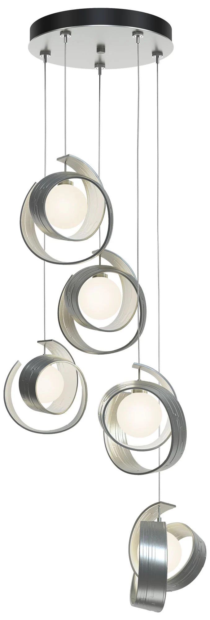 Riza 19.1" Wide 5-Light Vintage Platinum Pendant With Opal Glass Shade - Image 1