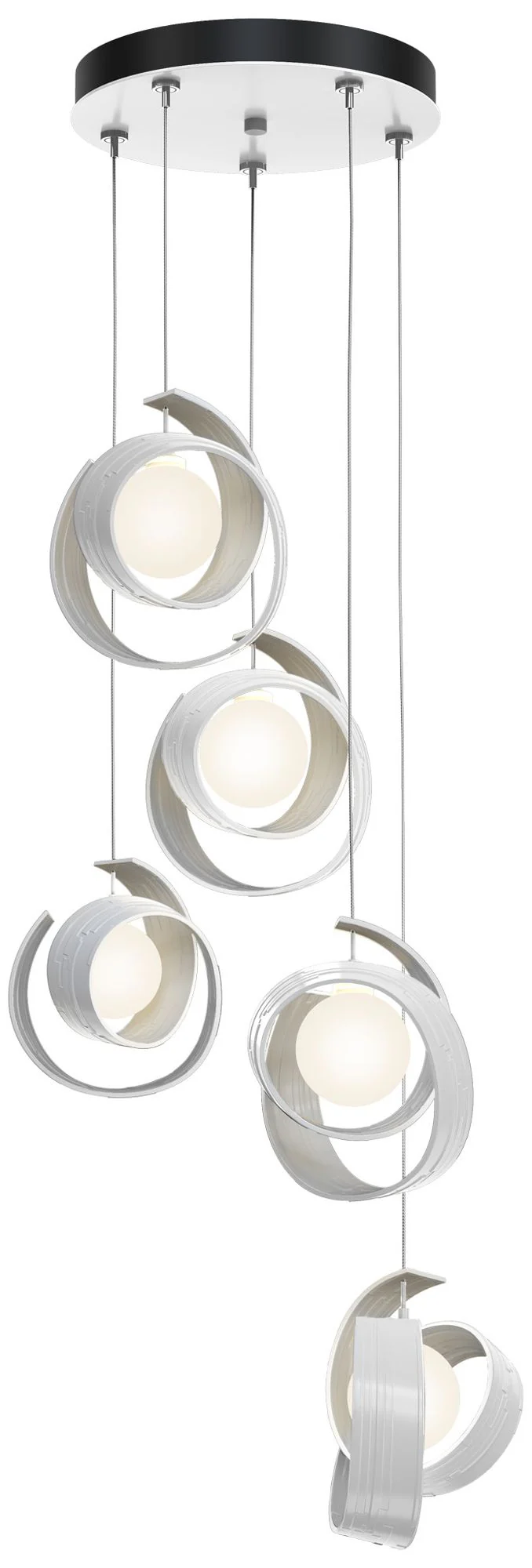 Riza 19.1" Wide 5-Light White Pendant With Opal Glass Shade - Image 1