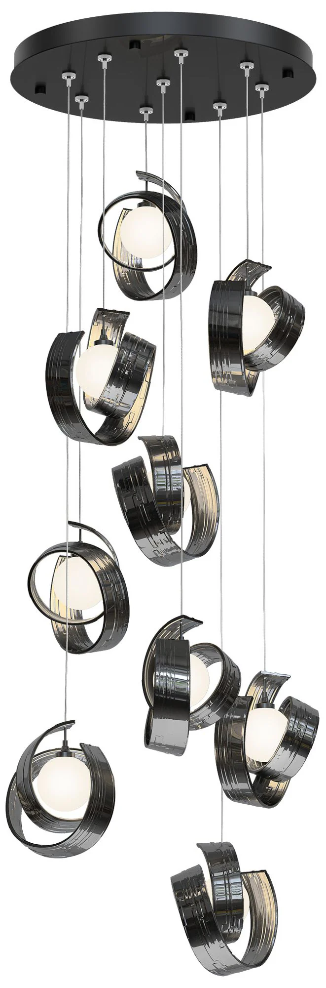 Riza 21.1" Wide 9-Light Ink Pendant With Opal Glass Shade - Image 1
