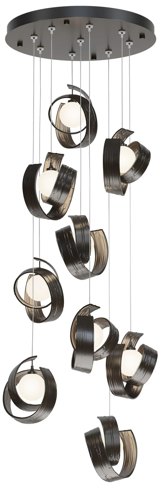 Riza 21.1" Wide 9-Light Oil Rubbed Bronze Pendant With Opal Glass Shad - Image 1