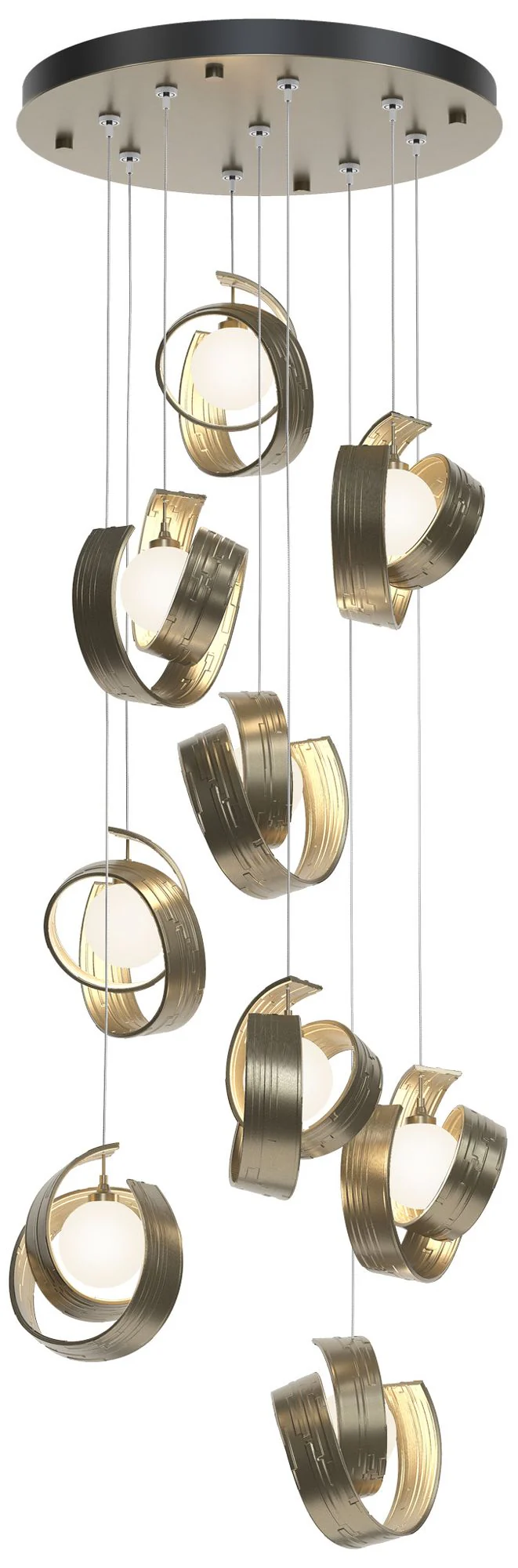 Riza 21.1" Wide 9-Light Soft Gold Pendant With Opal Glass Shade - Image 1