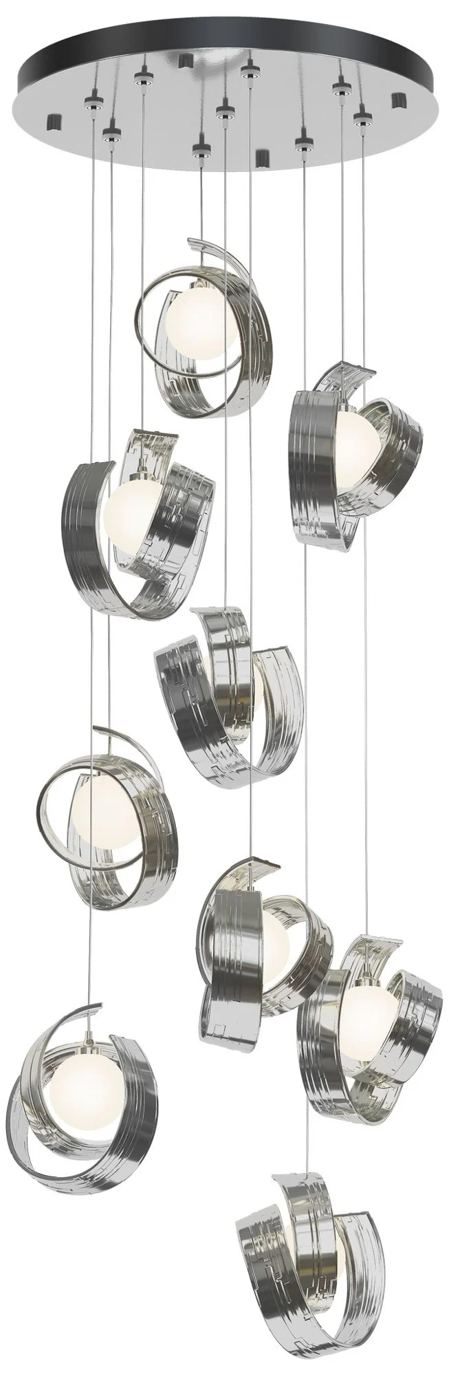 Riza 21.1" Wide 9-Light Sterling Pendant With Opal Glass Shade - Image 1