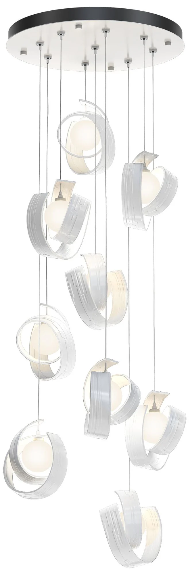 Riza 21.1" Wide 9-Light White Pendant With Opal Glass Shade - Image 1