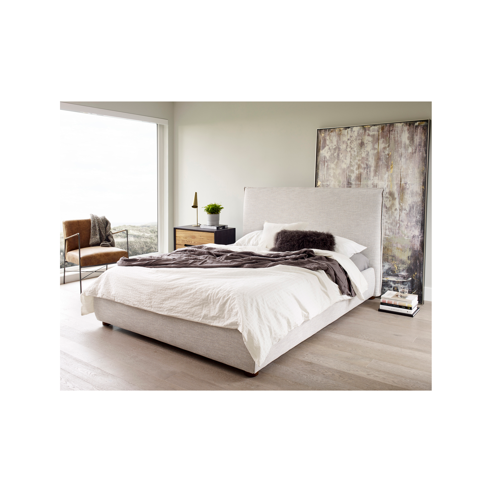 Moe's Home Collection Luzon Wheat Upholstered Queen Size Bed - Image 1