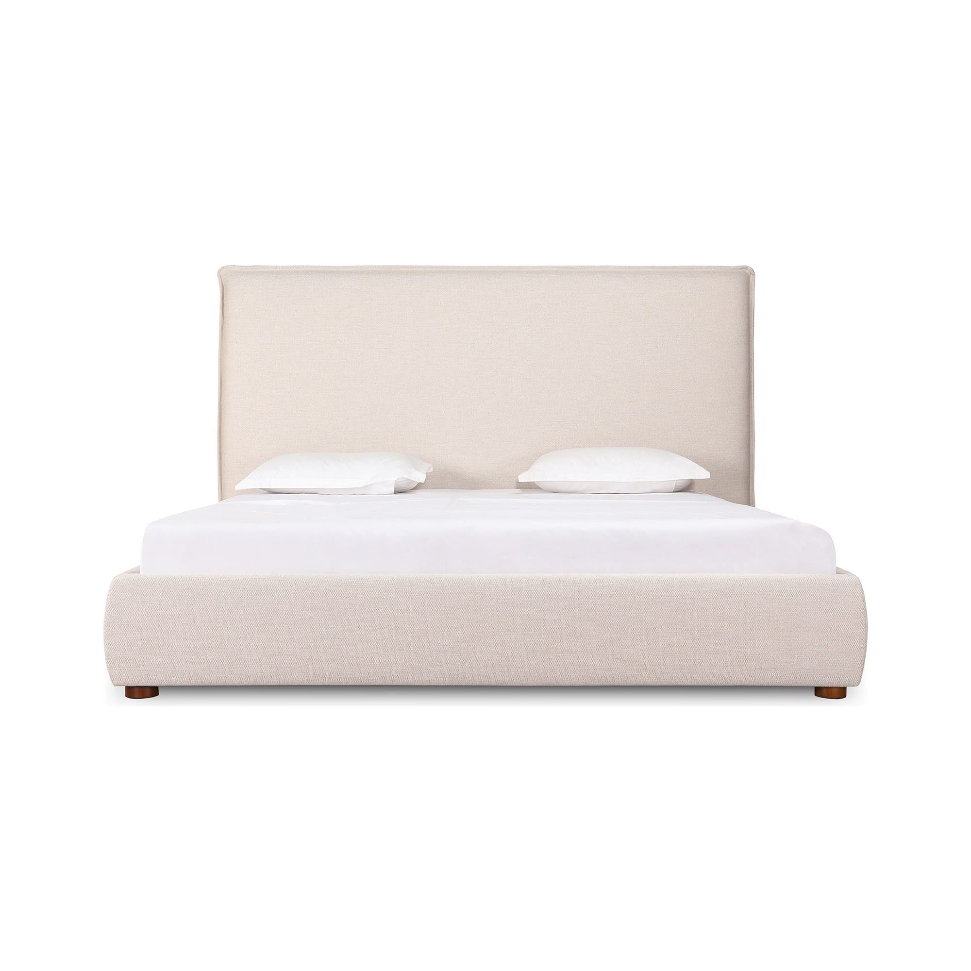 Moe's Home Collection Luzon Wheat Upholstered Queen Size Bed With Tall Headboard - Image 1