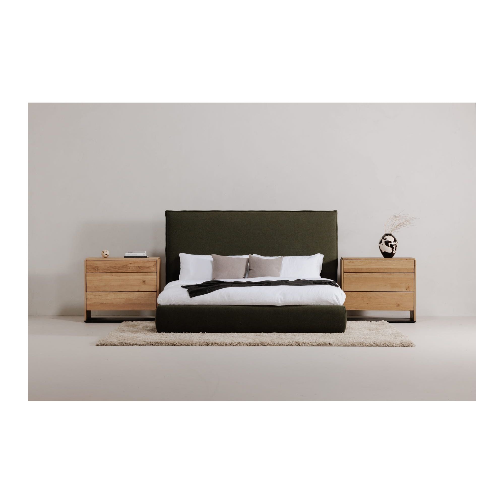 Moe's Home Collection Luzon Green Upholstered King Size Bed With Tall Headboard - Image 1