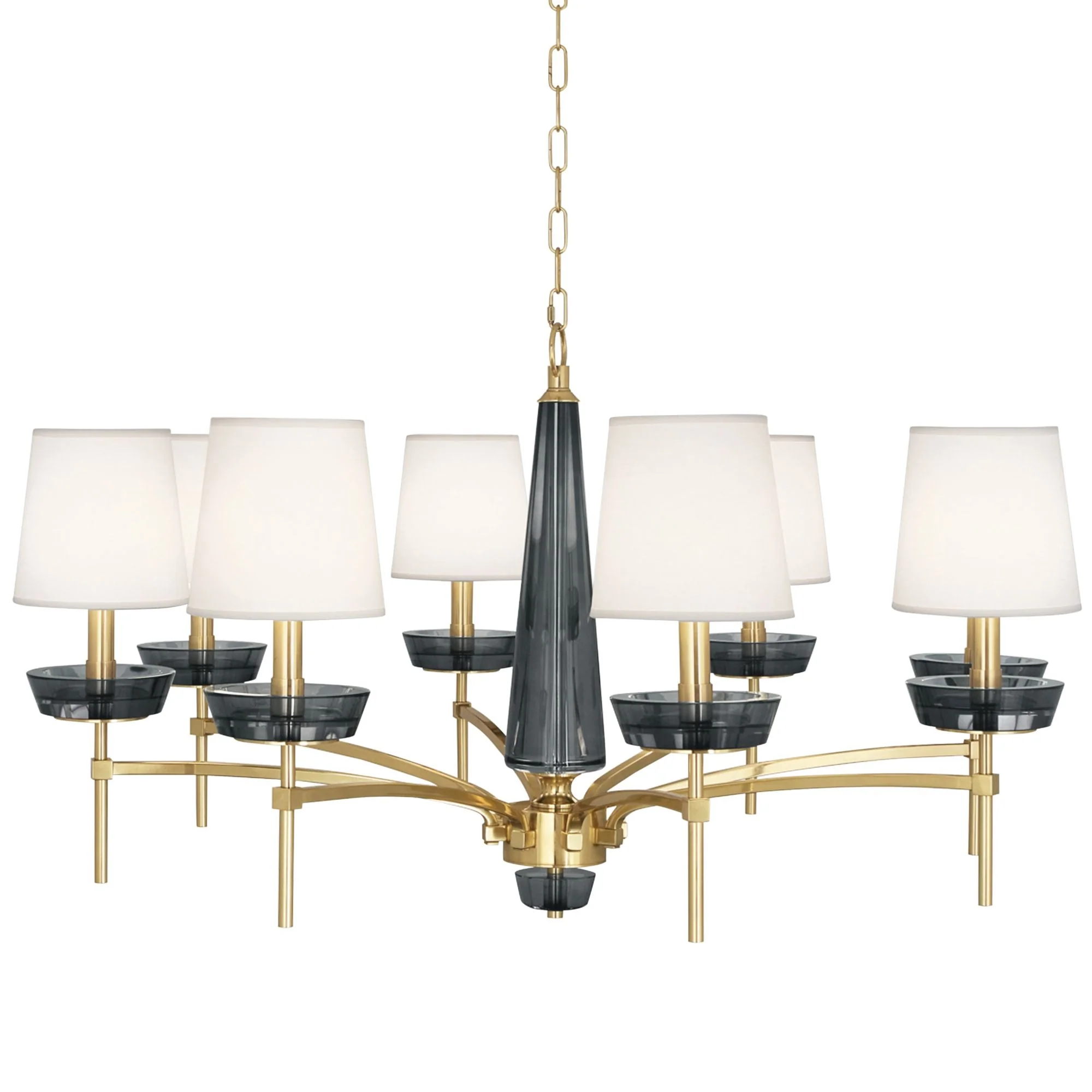 Robert Abbey Cristallo 41" Wide Brass and Smoke Crystal Chandelier - Image 2