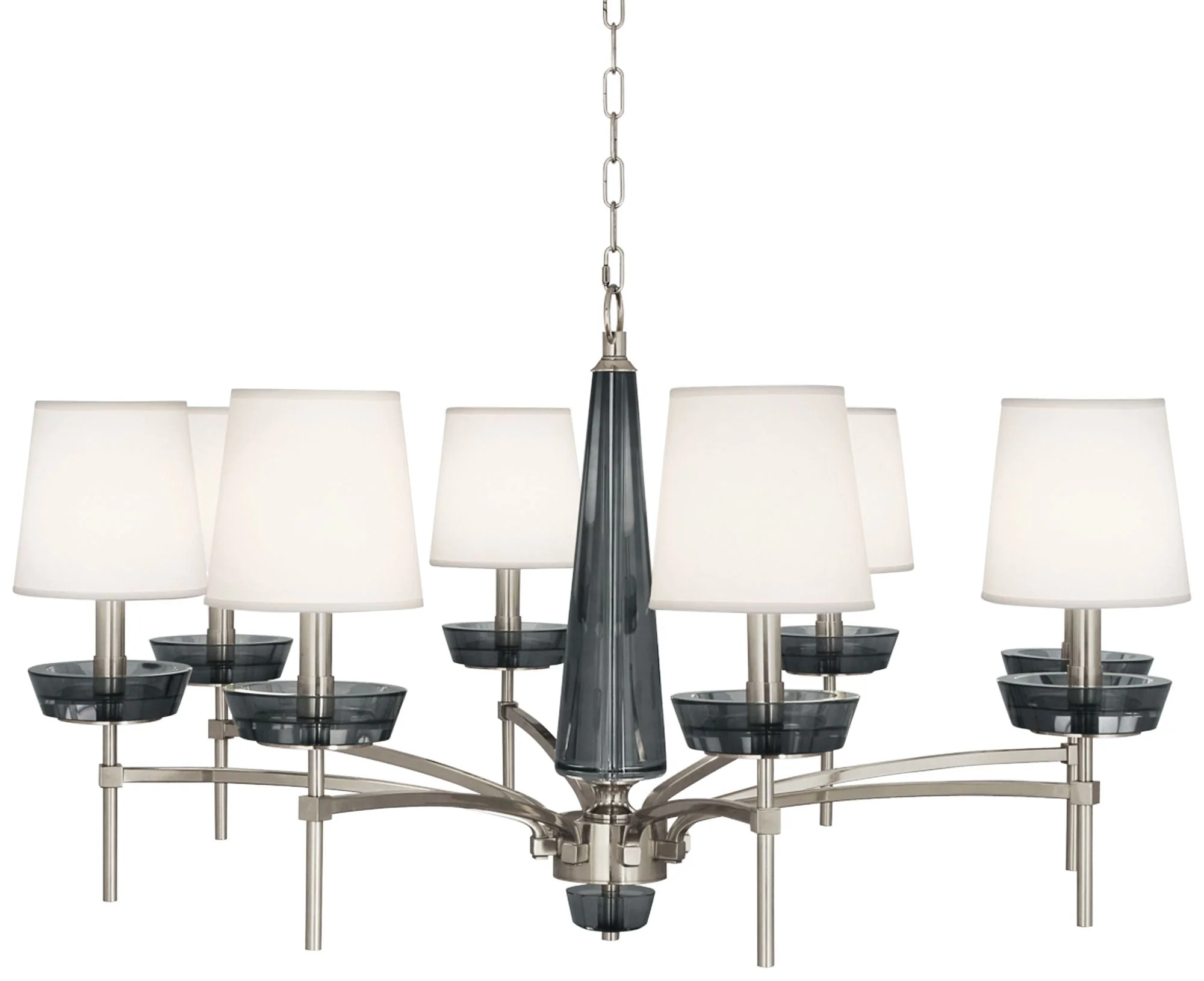Robert Abbey Cristallo 41" Wide Nickel and Smoke Crystal Chandelier - Image 2