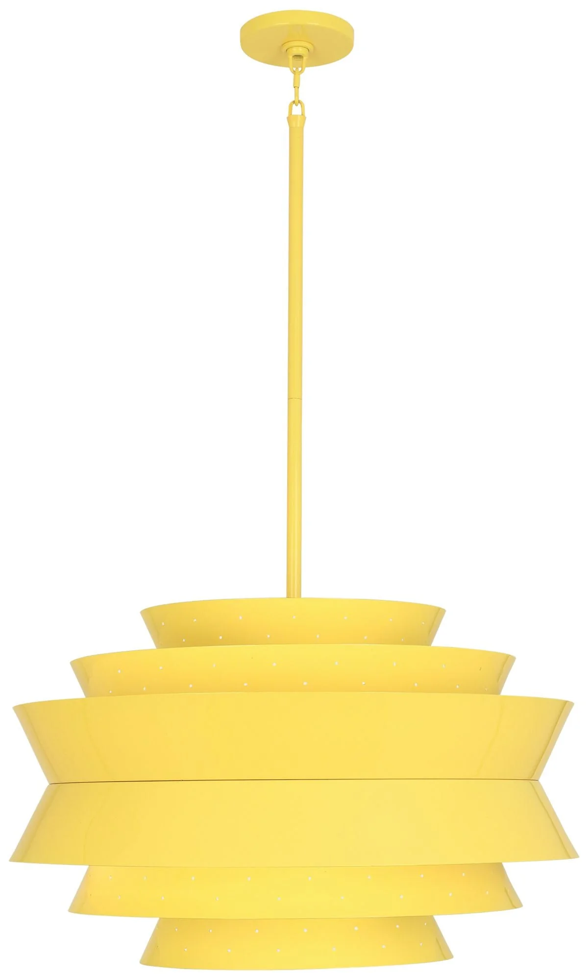 Robert Abbey Pierce 23" Perforated Metal Canary Yellow Modern Pendant - Image 1
