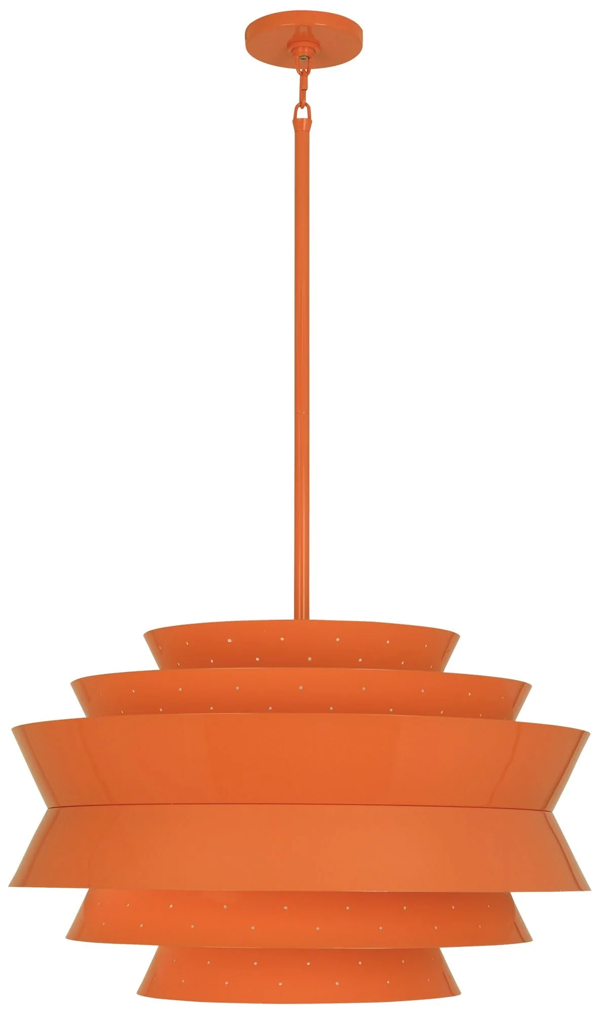 Robert Abbey Pierce 23" Perforated Tangerine Orange Modern Pendant - Image 1