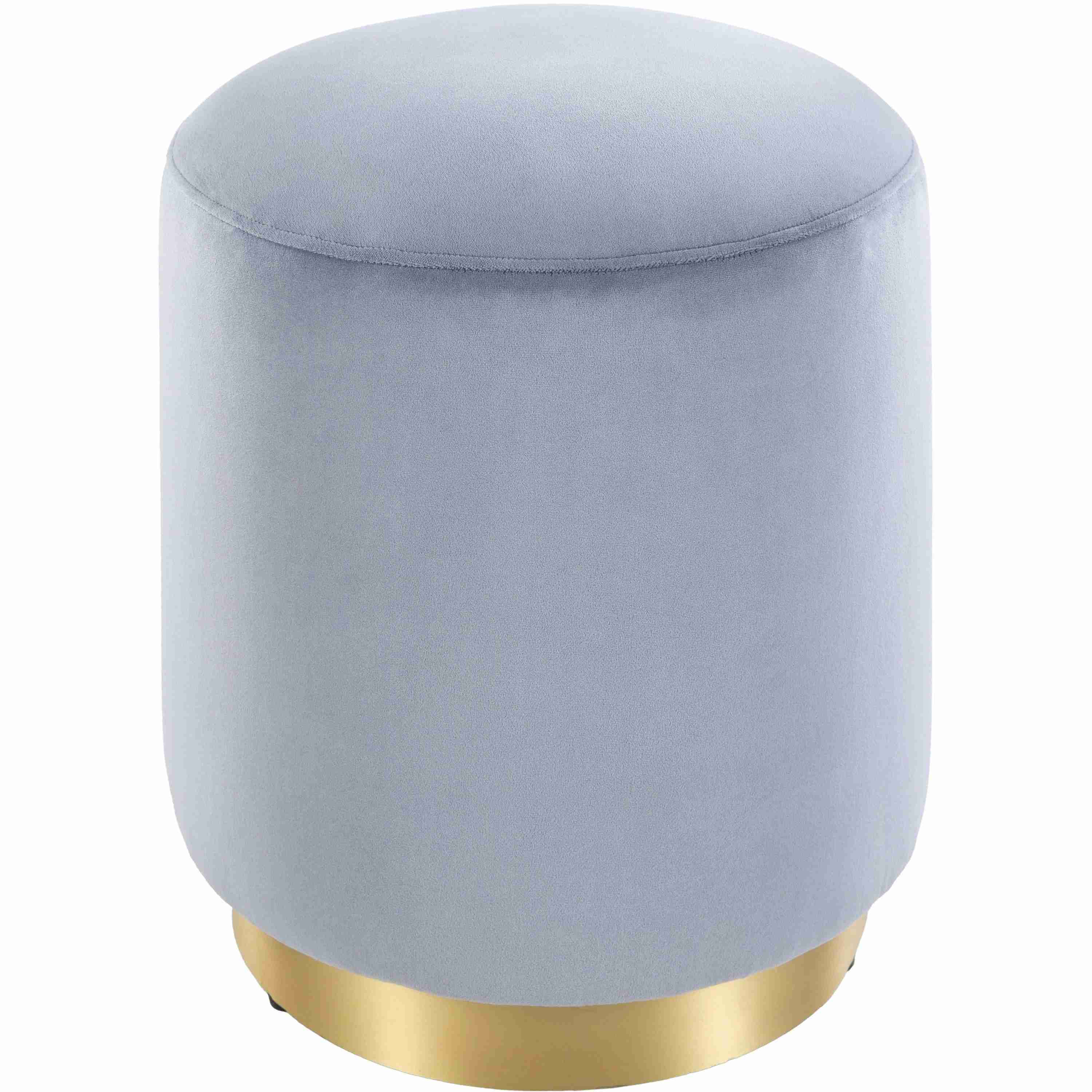 Surya Roxeanne Modern Slate Velvet Round Pouf Ottoman With Gold Base RON-005