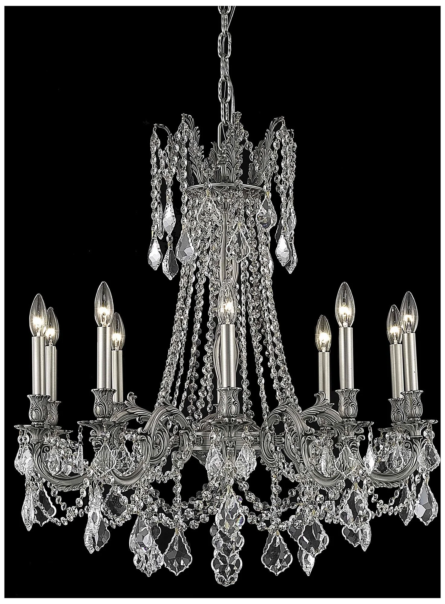 Rosalia 10 Lt Pewter Chandelier Clear - Image 1