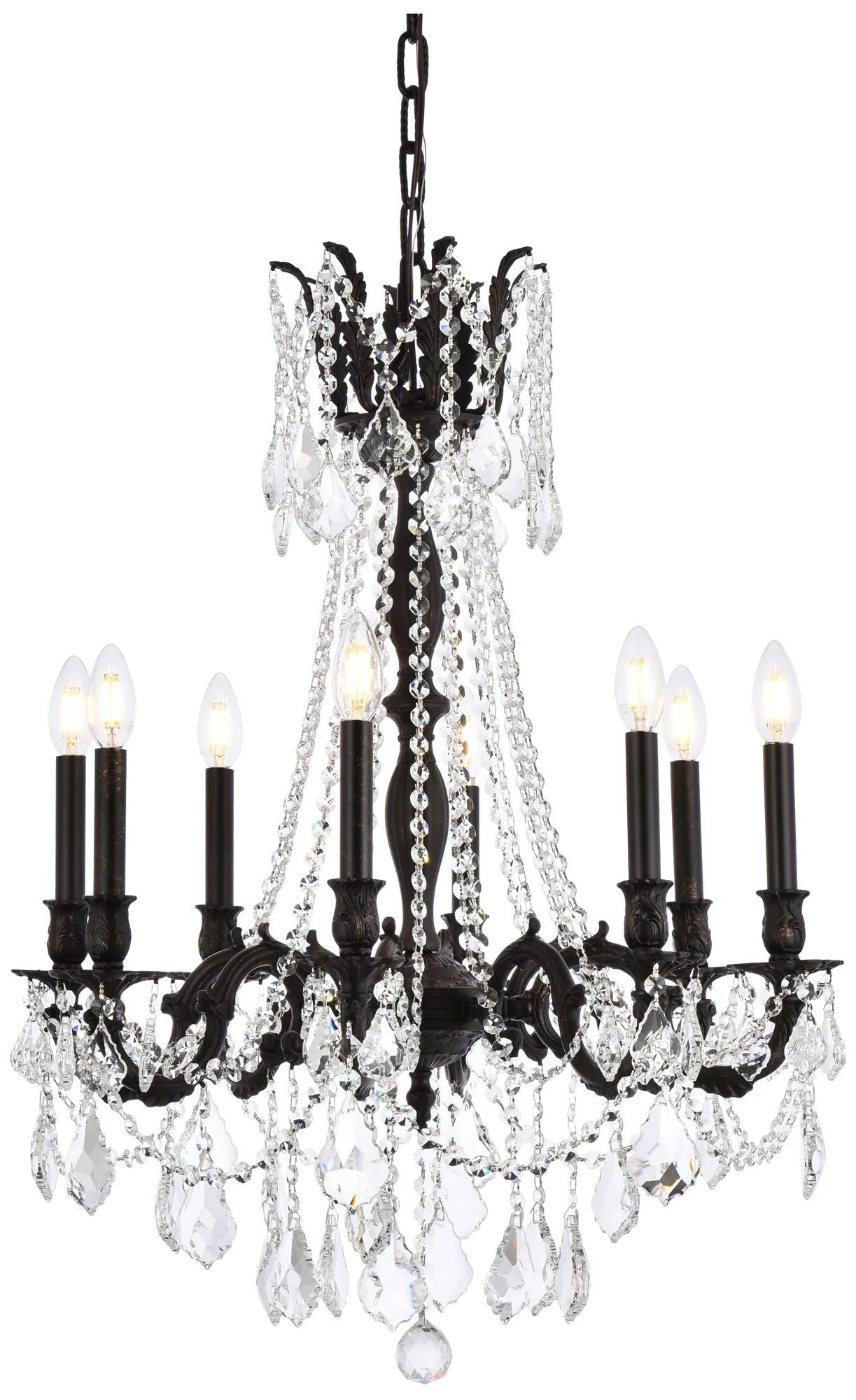 Rosalia 8 Lt Dark Bronze Chandelier Golden Teak - Image 1