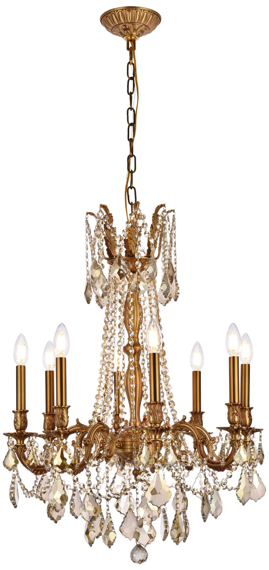Rosalia 8 Lt French Gold Chandelier Golden Teak - Image 1
