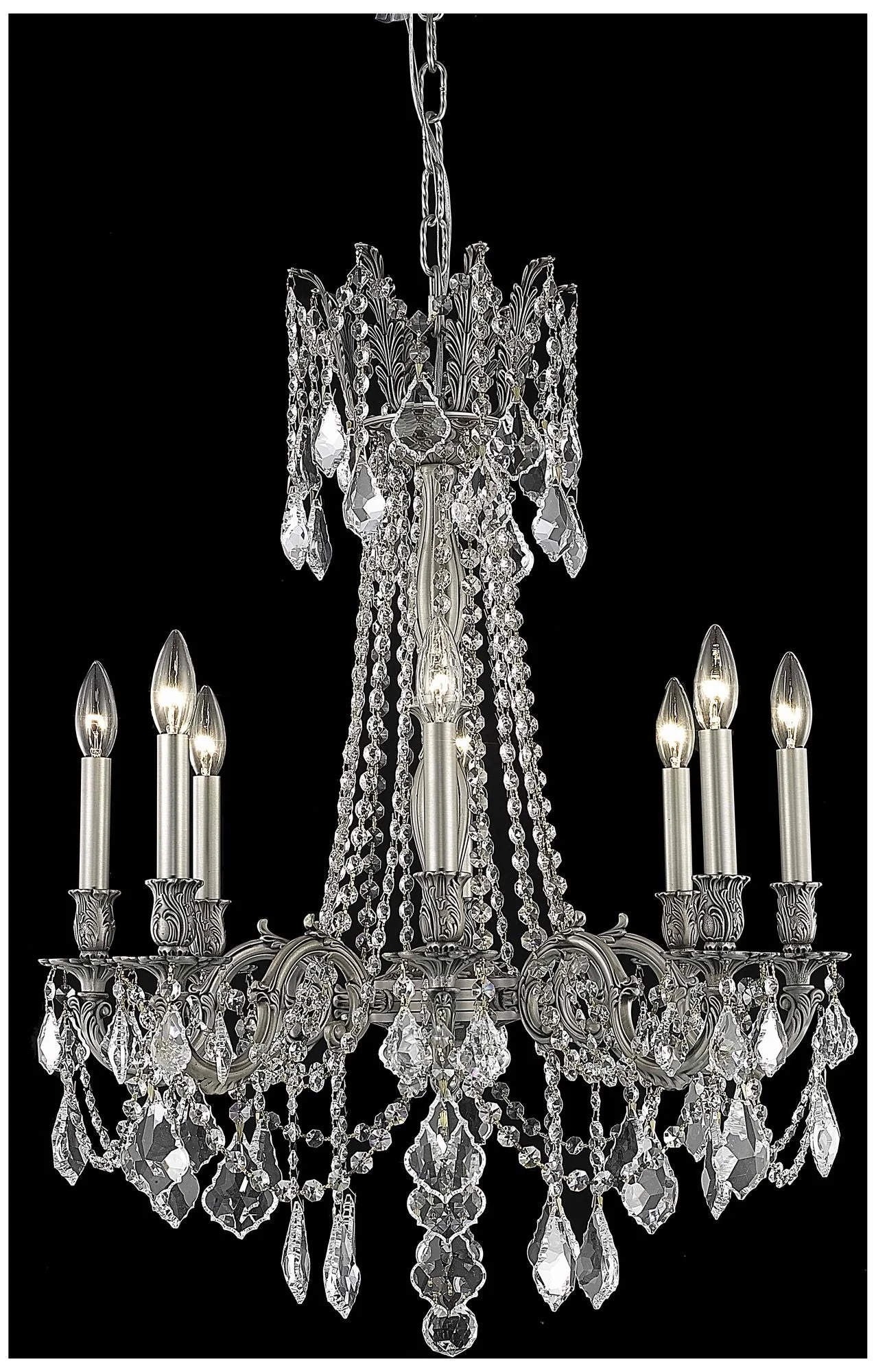 Rosalia 8 Lt Pewter Chandelier Clear - Image 1
