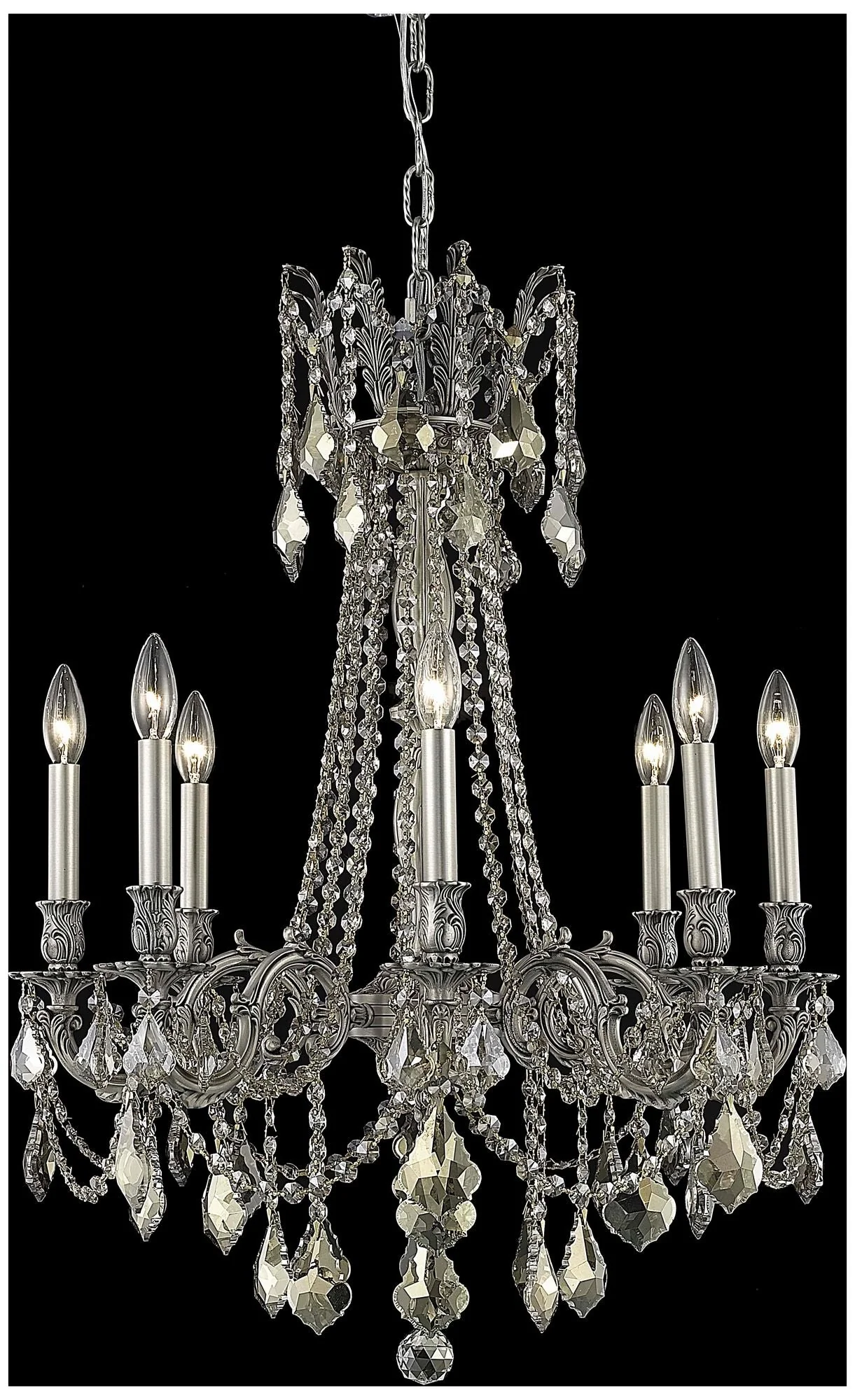 Rosalia 8 Lt Pewter Chandelier Golden Teak - Image 1