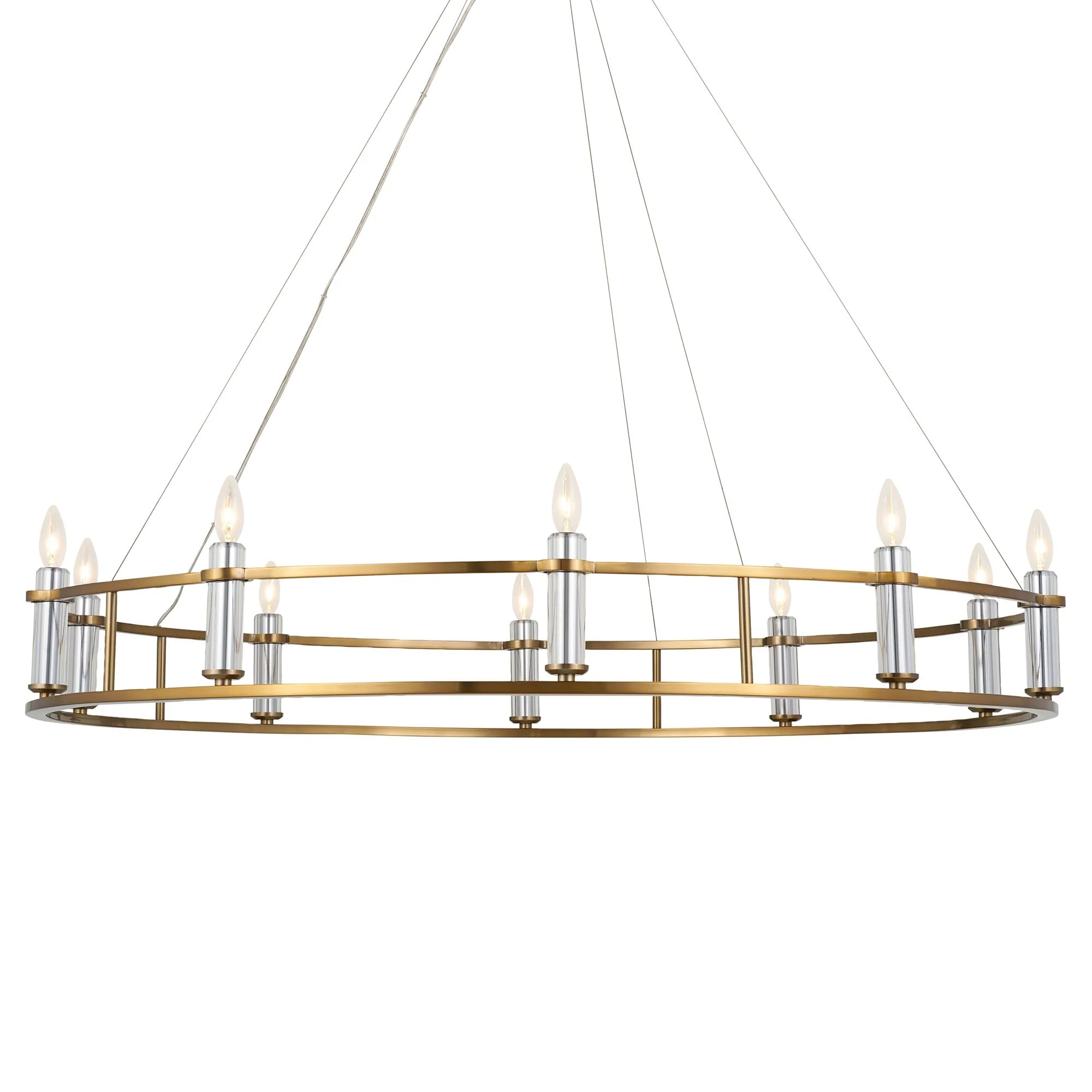 Rosalind?50" Wide Brushed Natural Brass 10-Light Chandelier - Image 3