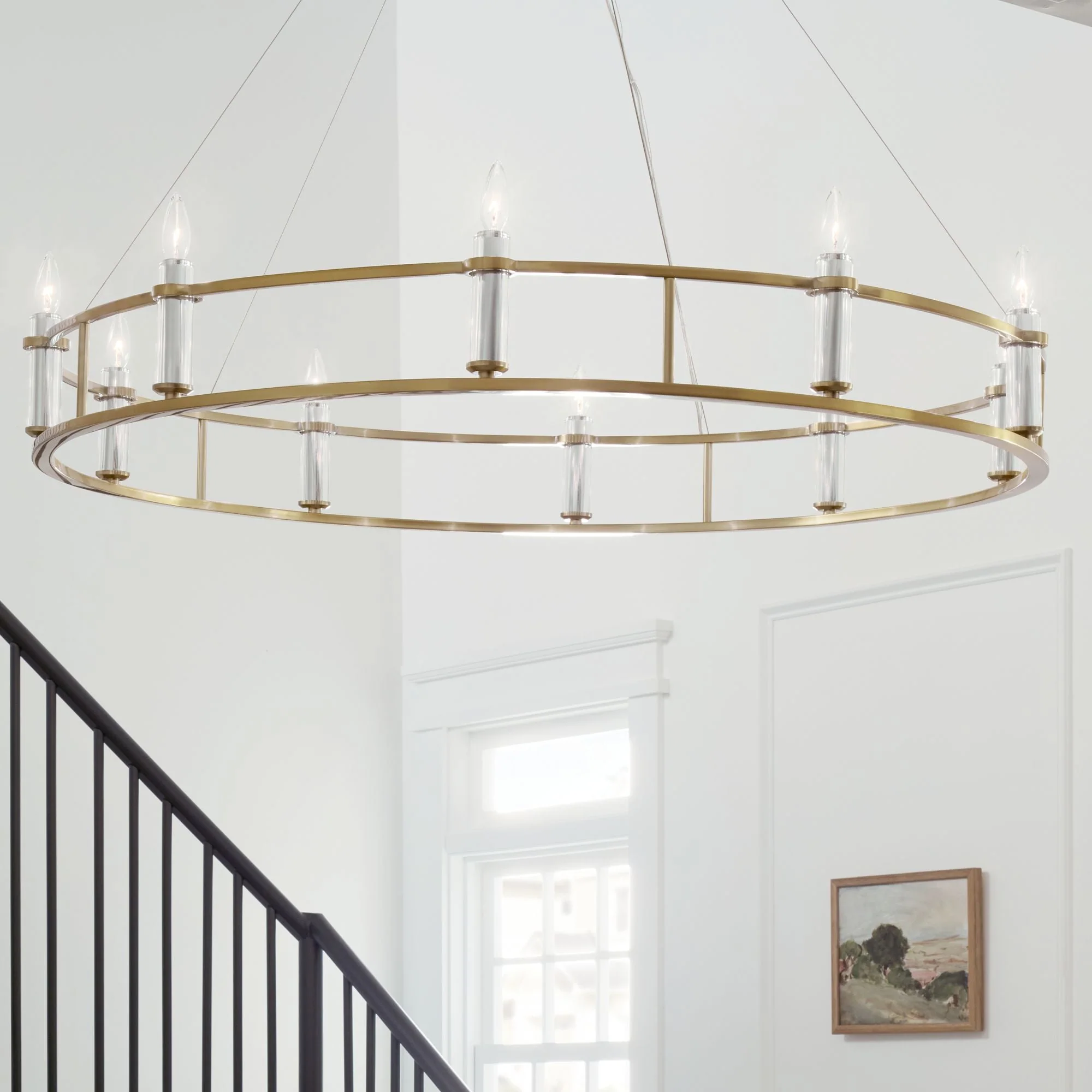 Rosalind?50" Wide Brushed Natural Brass 10-Light Chandelier - Image 2