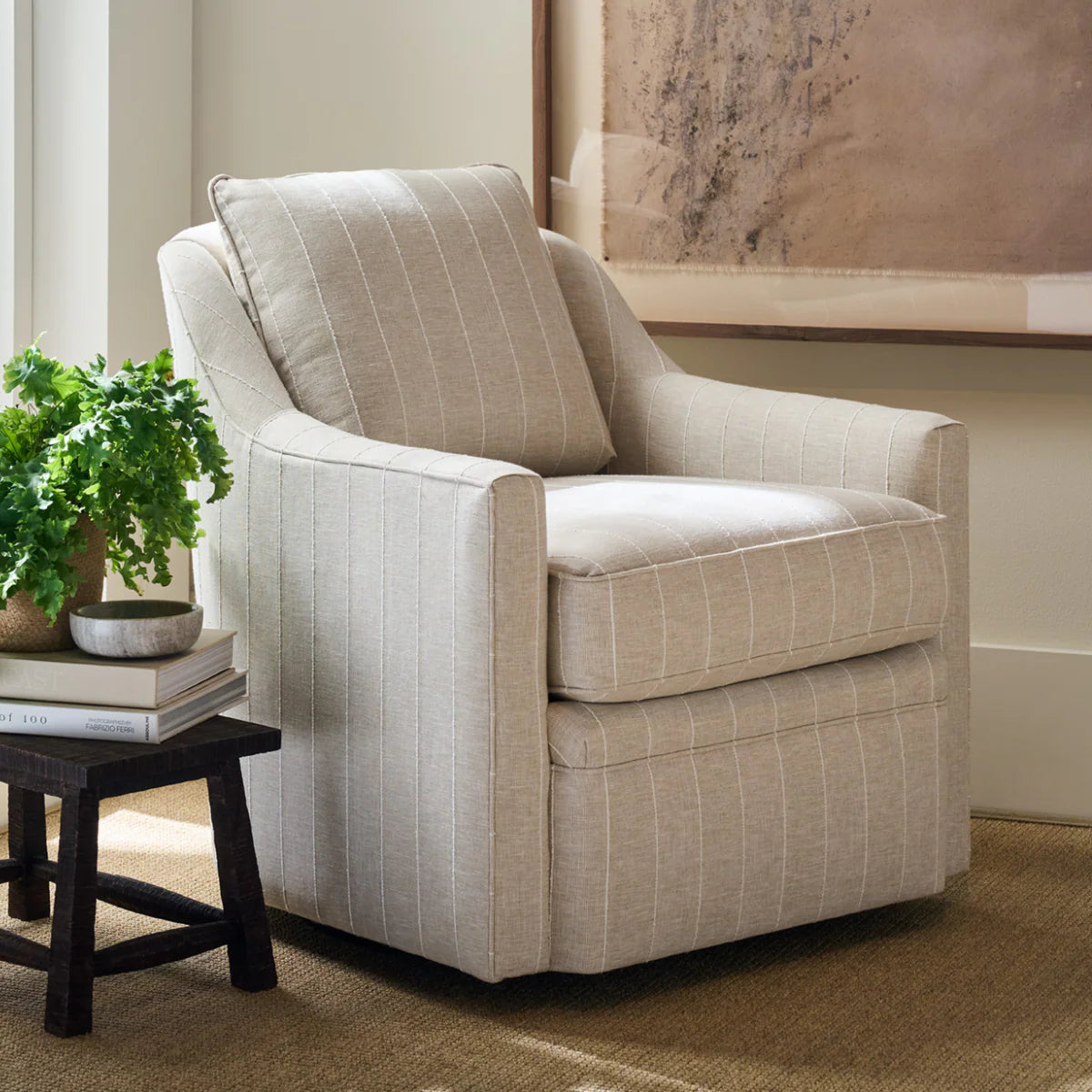 Rowe Furniture Hollins Upholstered Swivel Chair ~ Available in Swivel Glider Option and to Custom Order In All Fabrics - Image 2