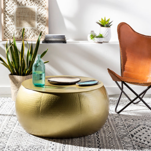 Surya Sansa Modern Gold Metal Round Coffee Table SAA-002 - Image 1
