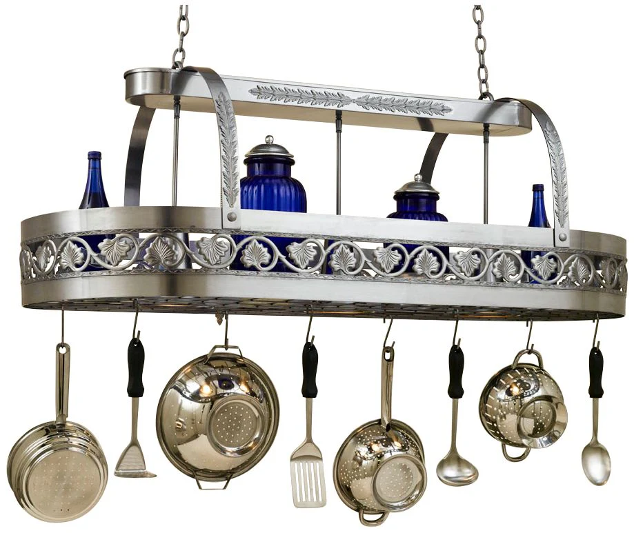 Sandra Lee Leaf 55" Wide Satin Steel Pot Rack Chandelier - Image 1