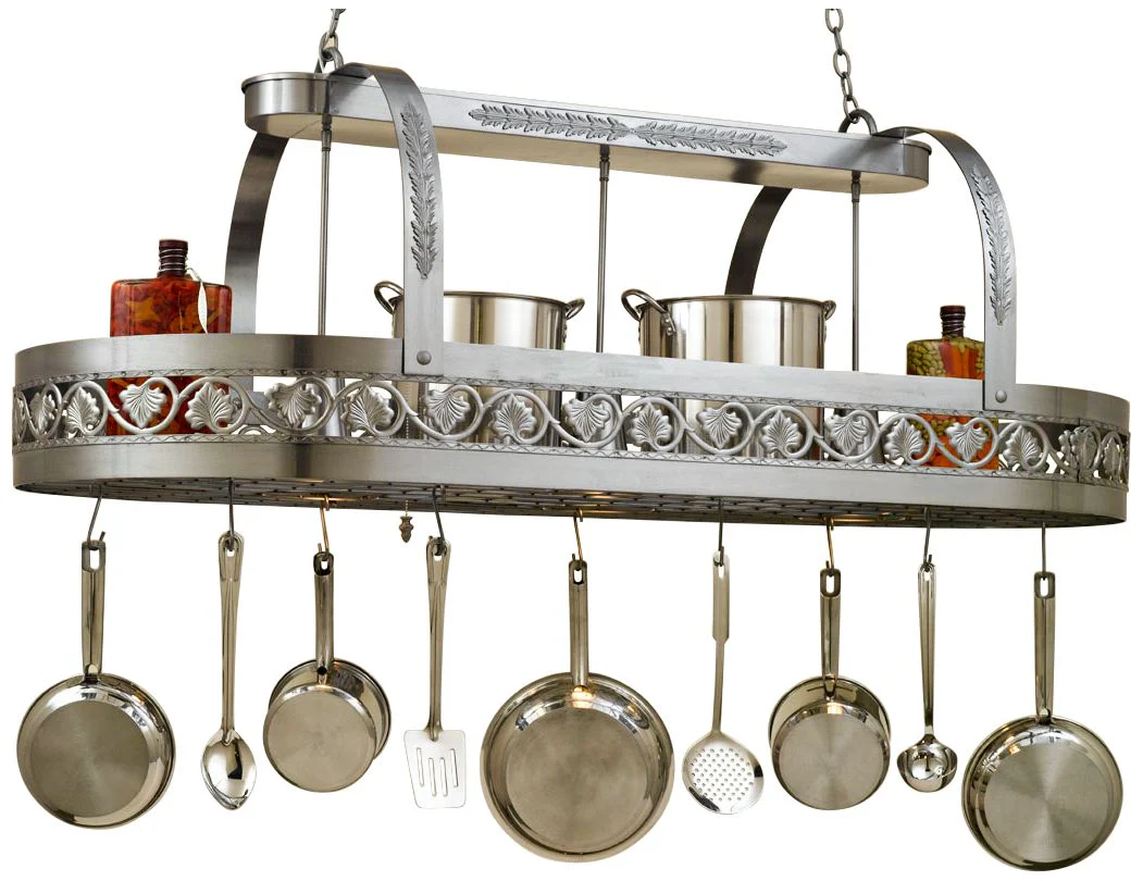 Sandra Lee Leaf 65" Wide Satin Steel Pot Rack Chandelier - Image 1