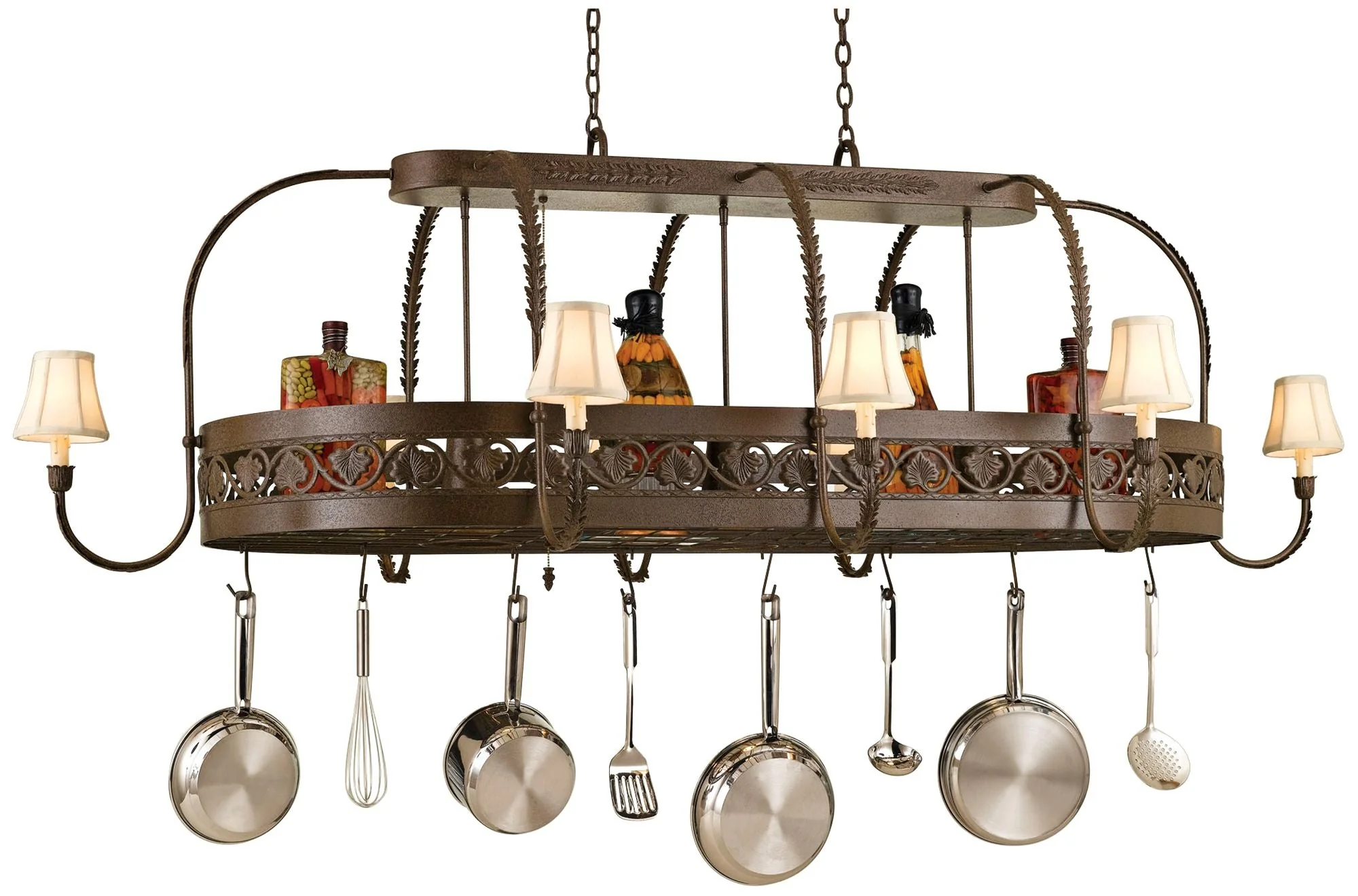 Sandra Lee Leaf 86" Wide 11-Light Tuscany Kitchen Pot Rack Chandelier - Image 2