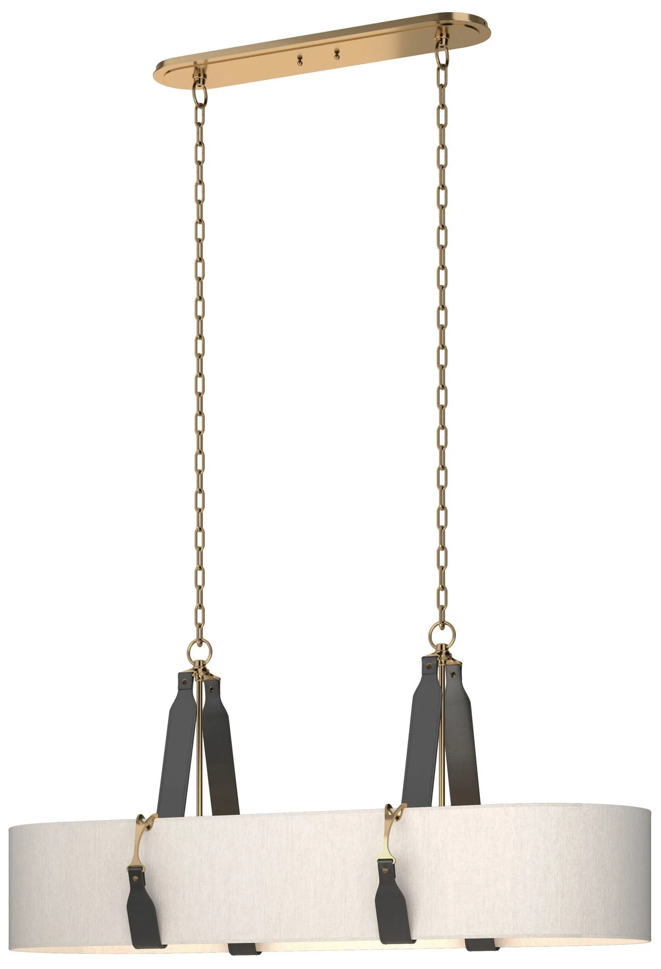 Saratoga Oval Pendant - Antique Brass - Black - Flax Shade - Image 1