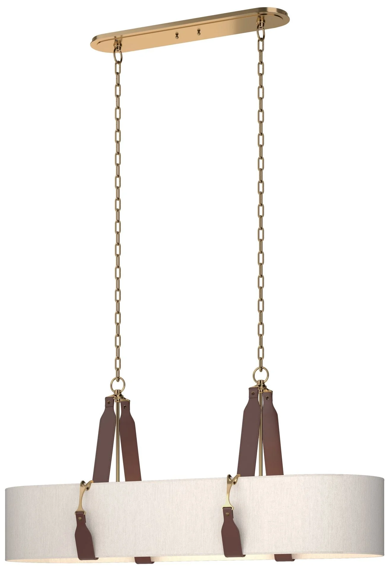 Saratoga Oval Pendant - Antique Brass - British Brown - Flax Shade - Image 1