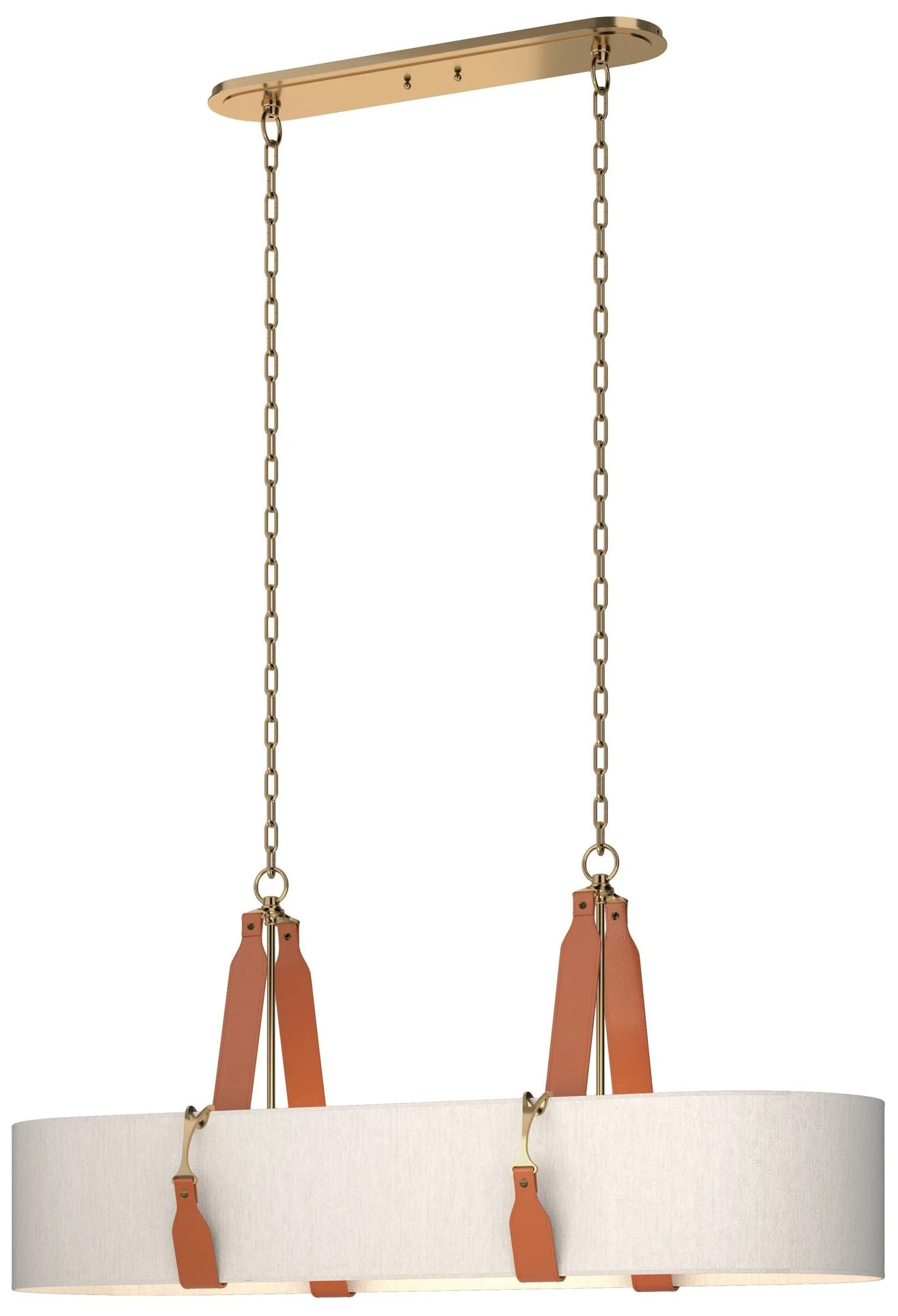 Saratoga Oval Pendant - Antique Brass - Chestnut - Flax Shade - Image 1
