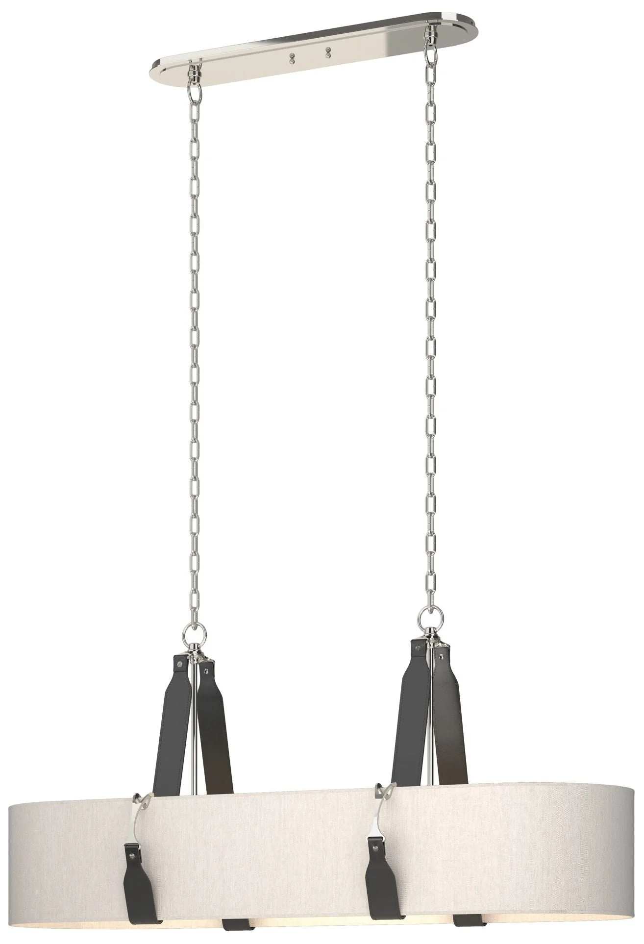 Saratoga Oval Pendant - Polished Nickel - Black - Flax Shade - Image 1