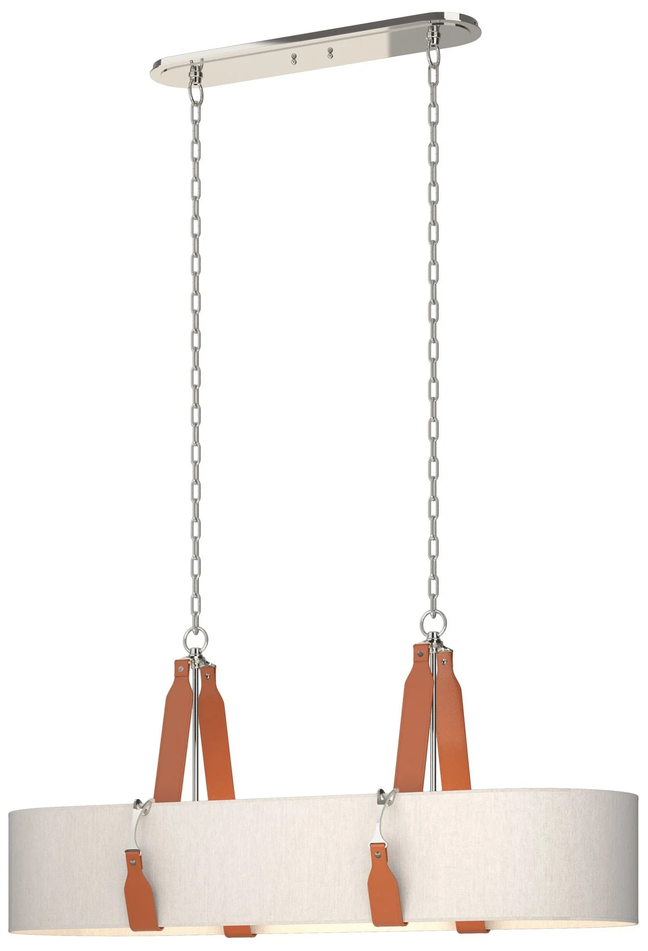 Saratoga Oval Pendant - Polished Nickel - Chestnut - Flax Shade - Image 1