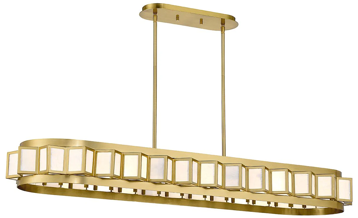Savoy House Gideon 14.5" Wide Warm Brass 8-Light Linear Chandelier - Image 1