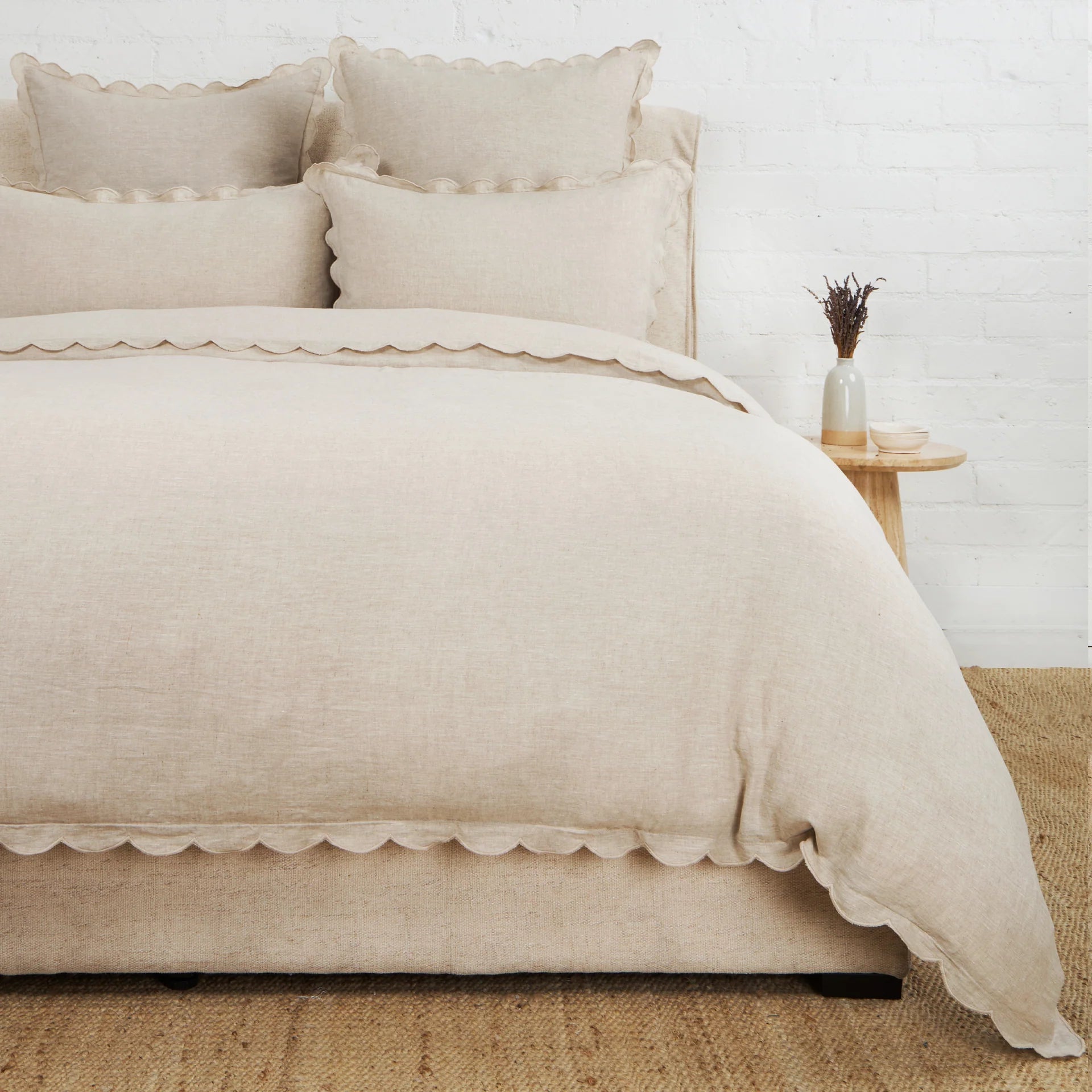 Pom Pom at Home Kelly Flax Linen Scalloped Duvet Cover & Pillow Shams ~ Available in Queen and King Sizes - Image 1