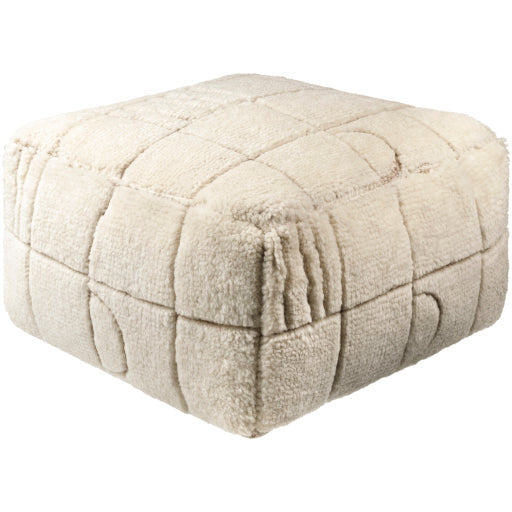 Surya Jakob Modern Hand Knotted Shag Pouf Ottoman JOPF-003 - Image 1