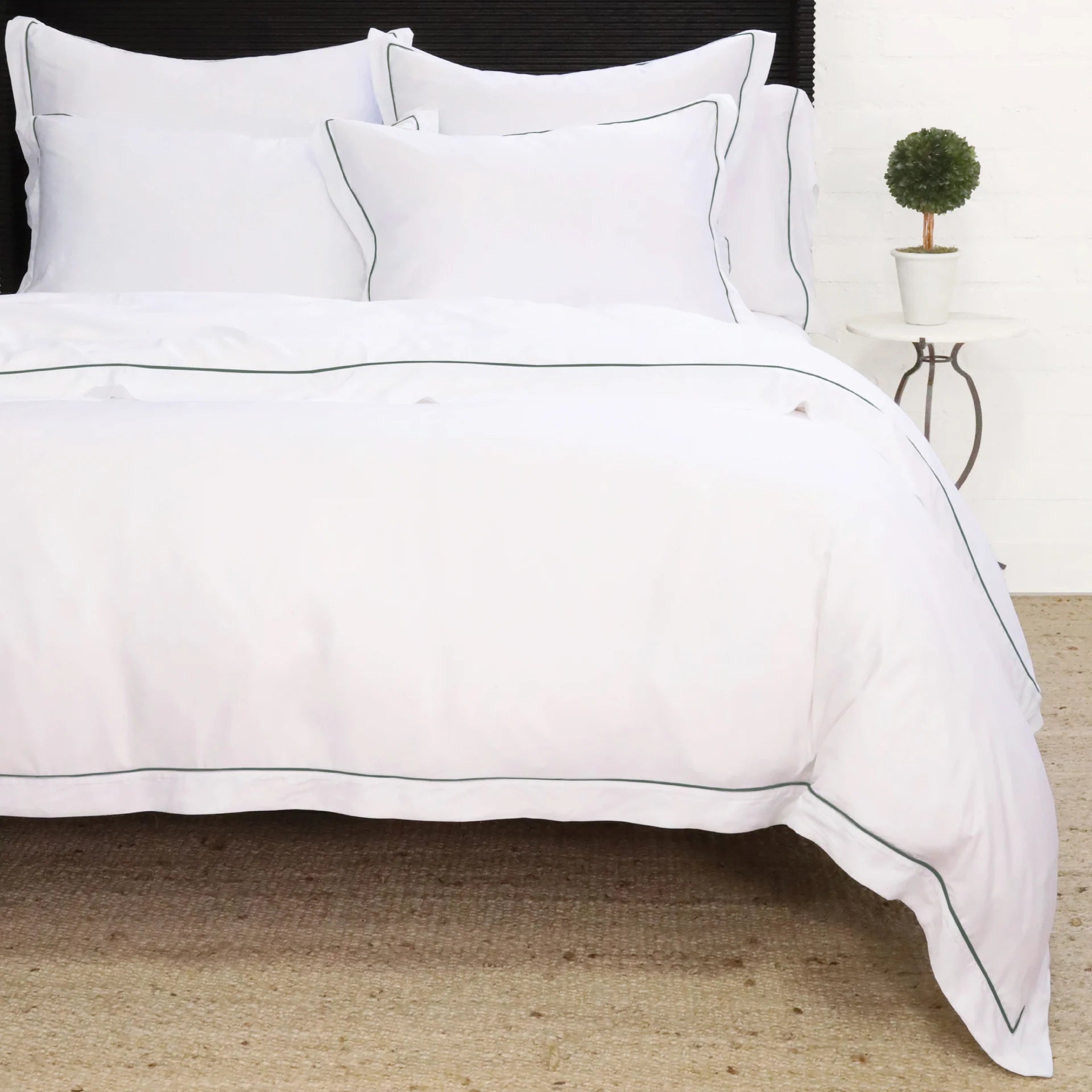 Pom Pom at Home Sheena Bamboo Sateen Duvet Cover Set ~ Moss Piping ~ Available in Twin, Queen and King Sizes