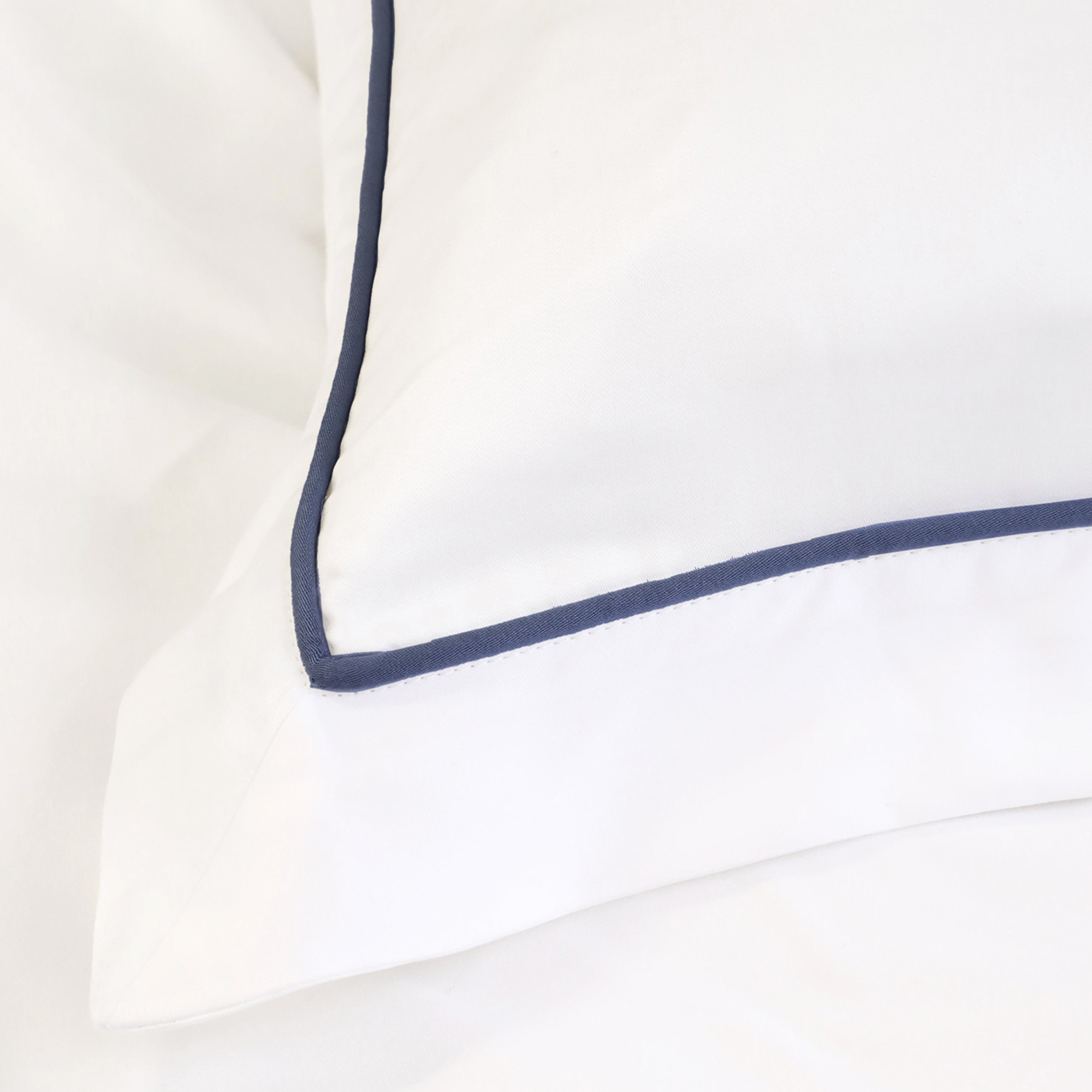 Pom Pom at Home Sheena Bamboo Sateen Sheet Set ~ Navy Piping ~ Available in Twin, Queen and King Sizes - Image 2