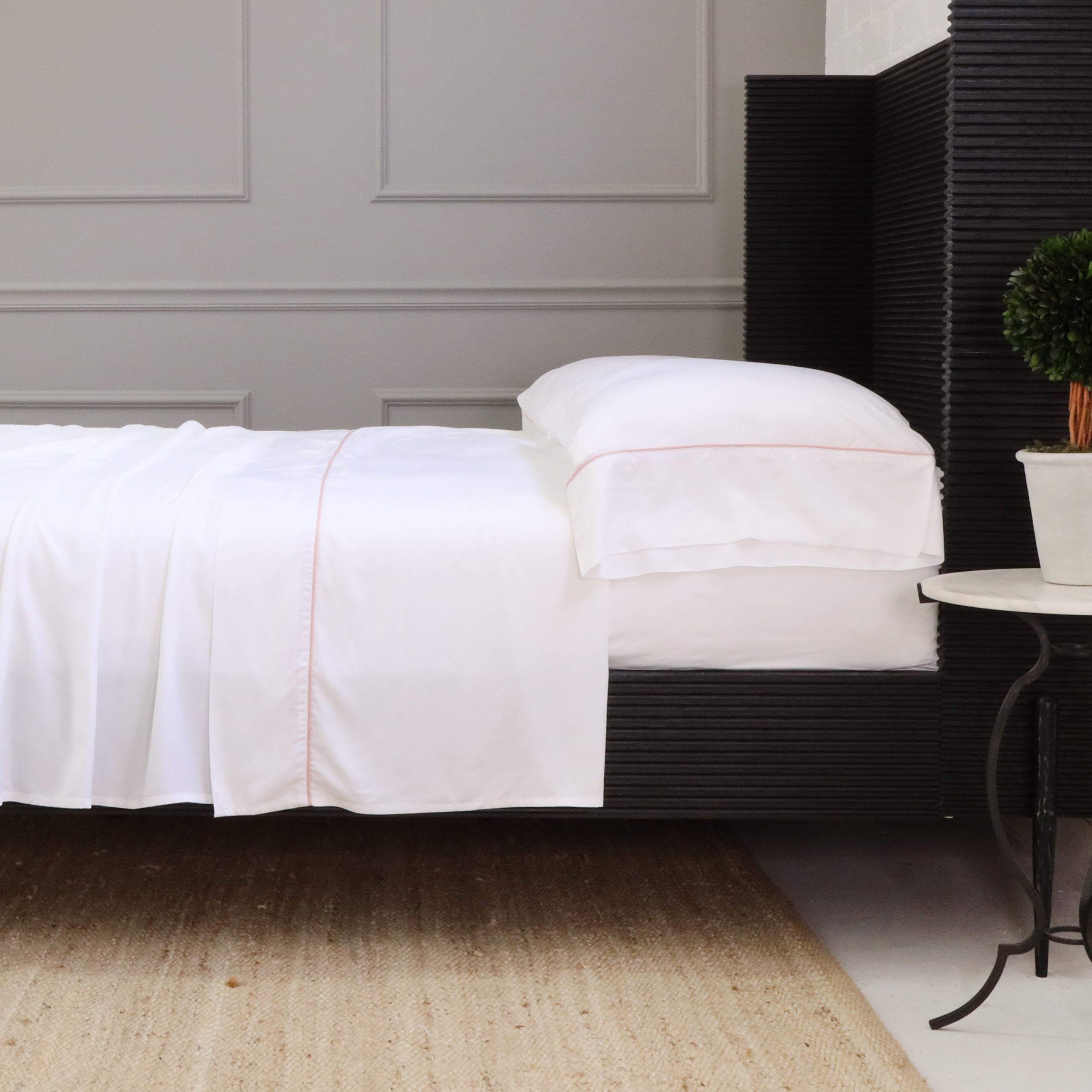Pom Pom at Home Sheena Bamboo Sateen Sheet Set with Pink Piping Detail