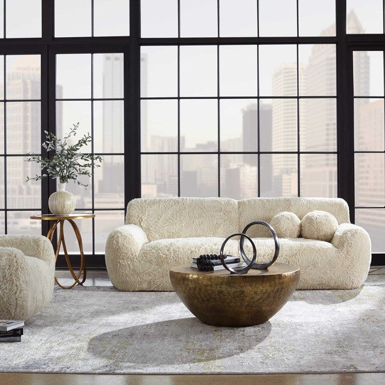 Uttermost Abide Caramel Long Haired Faux Sheepskin Sofa