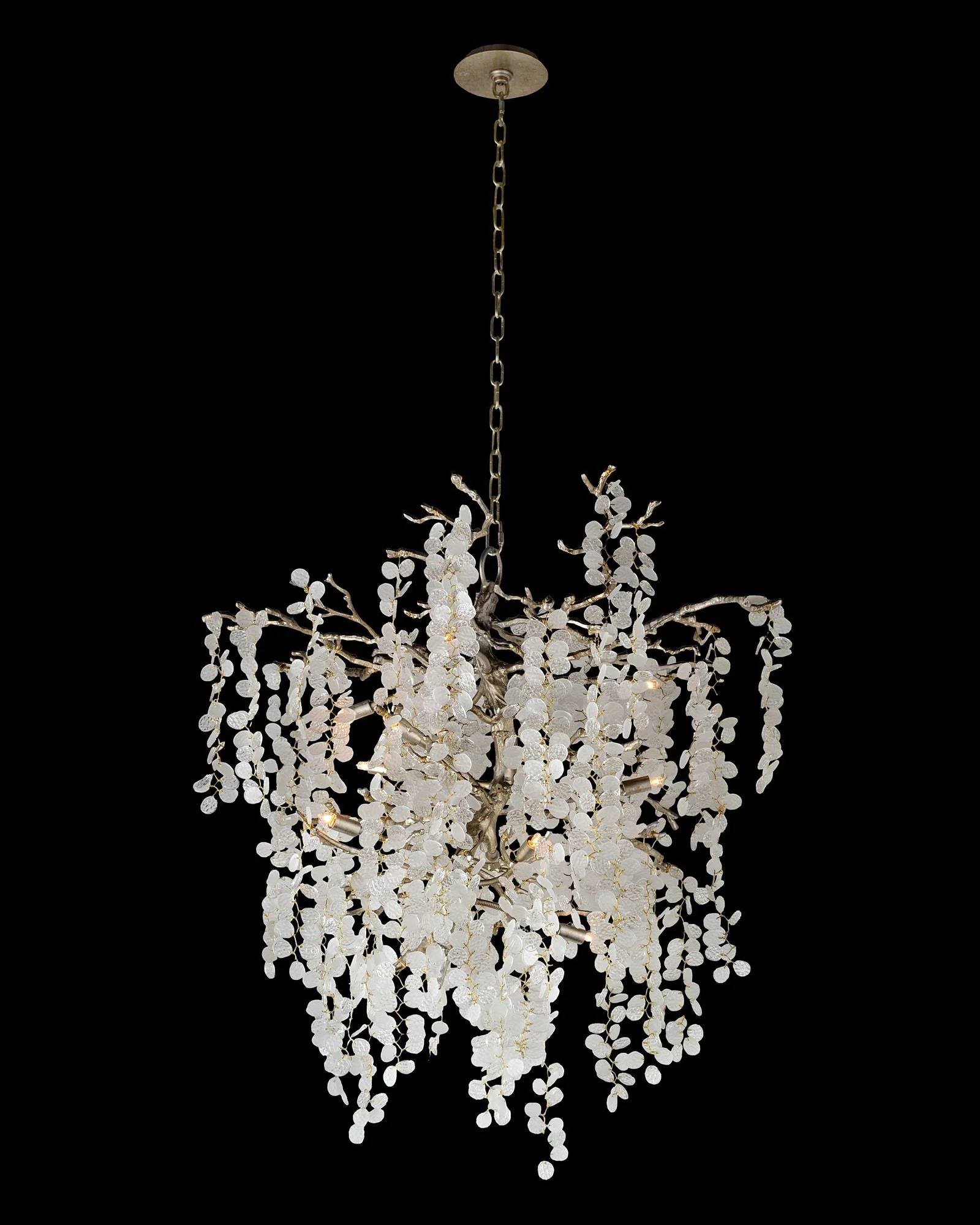 Shiro Noda 35" Wide Antique Brass Glass 11-Light Chandelier - Image 1