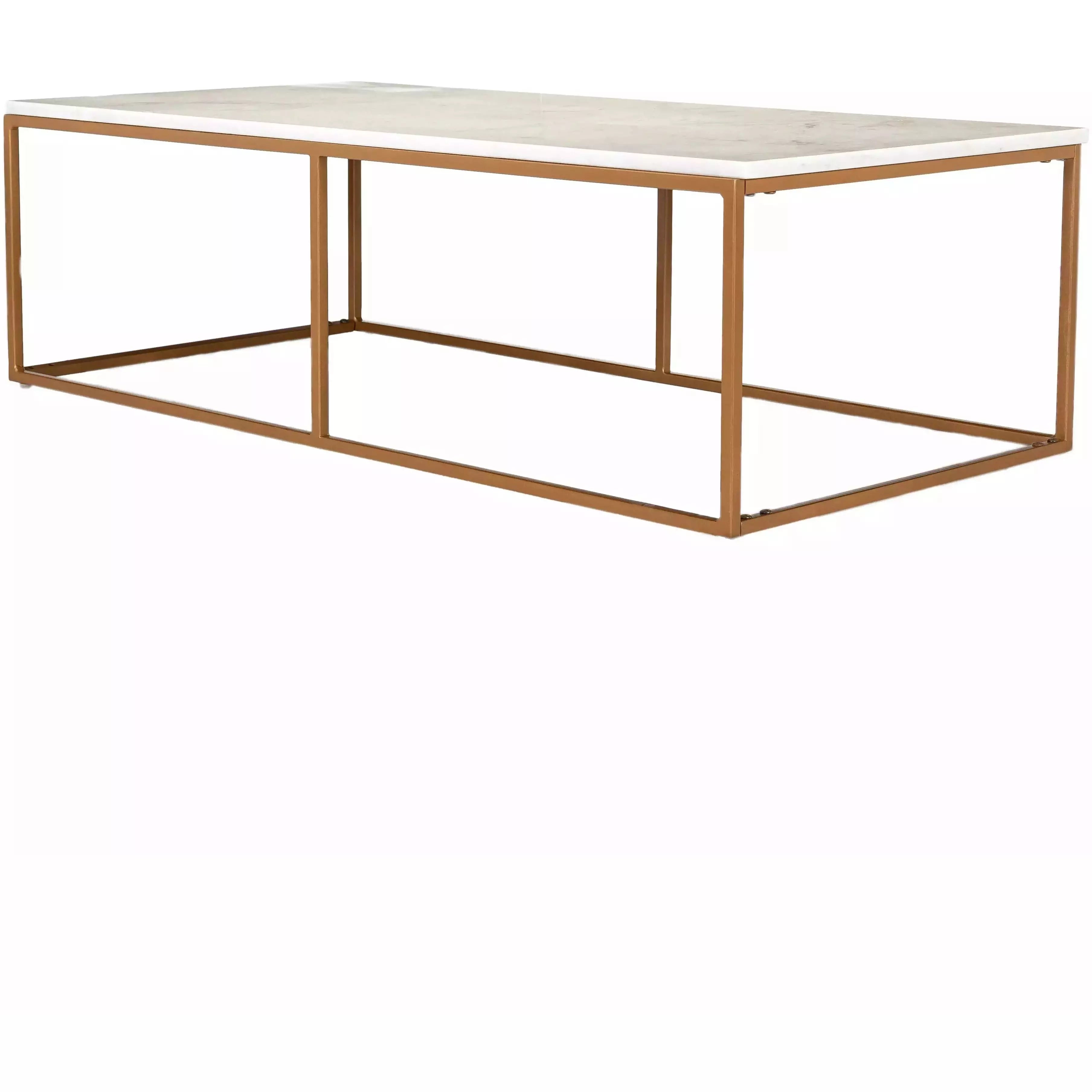 Surya Anastasia Modern White Marble Top With Gold Metal Base Coffee Table SIS-001 - Image 2