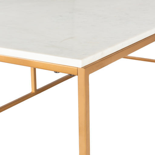 Surya Anastasia Modern White Marble Top With Gold Metal Base Coffee Table SIS-001 - Image 3