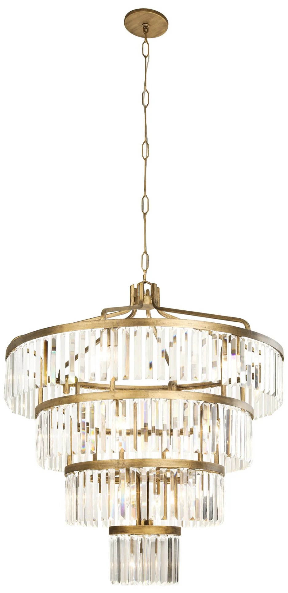 Social Club 36"W Havana Gold Crystal 4-Tier Pendant Light - Image 3